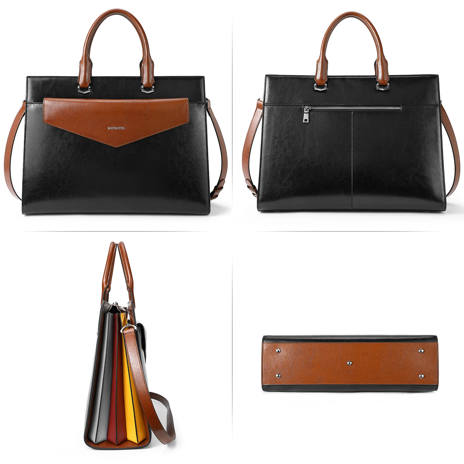 Mizuki Modern-Style Leather Briefcase - Image 6