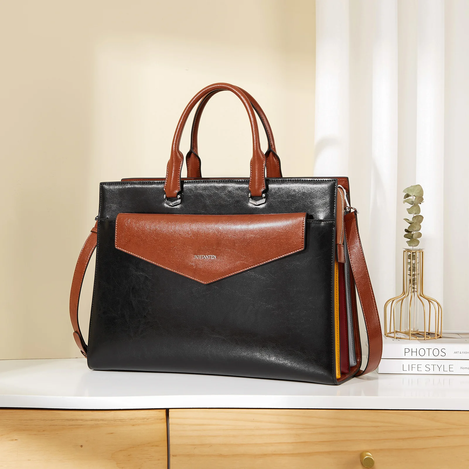 Mizuki Modern-Style Leather Briefcase - Image 7