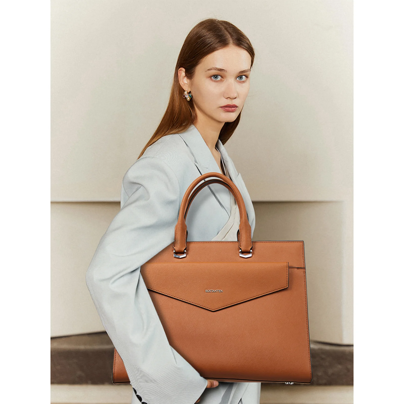 Mizuki Modern-Style Leather Briefcase - Image 9