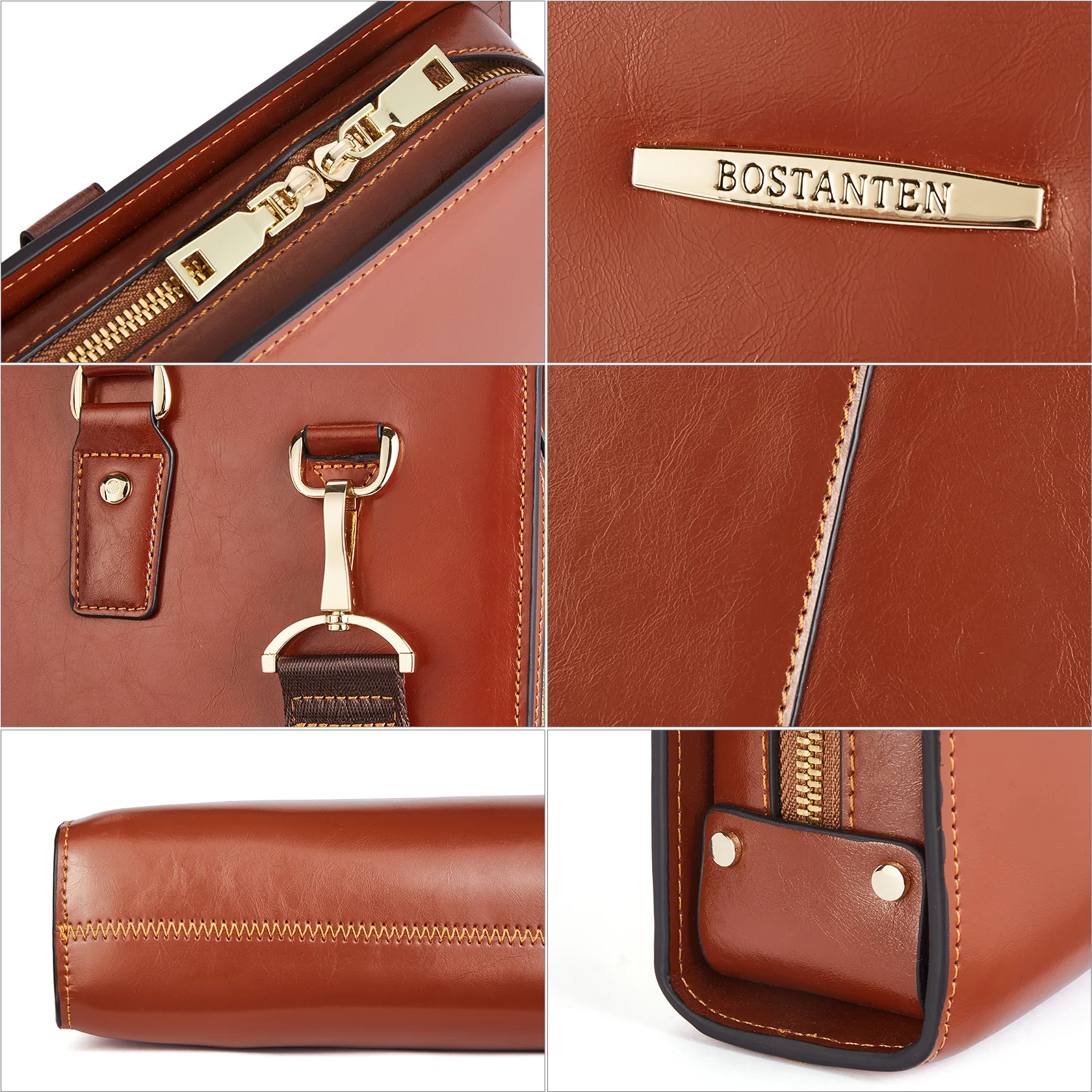 BOSTANTEN Briefcase for Women Leather Laptop Bag Lawyer Business Vintage Slim Work Bags - Image 2