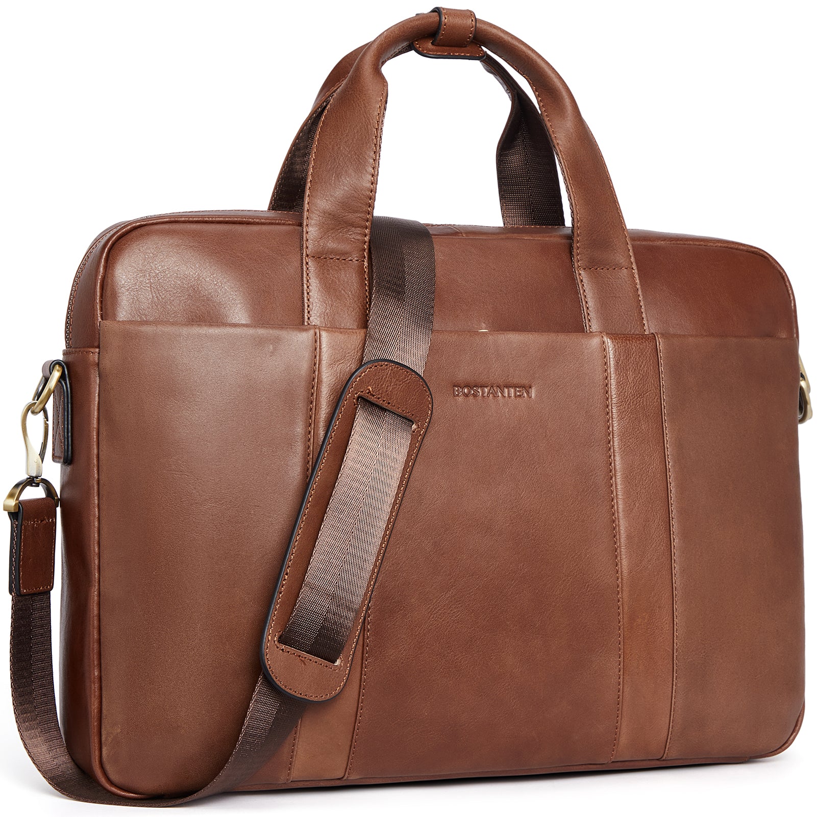 Soft Leather Briefcase with Shoulder Strap for 15.6 inch Laptop - Perfect for Men - Image 3