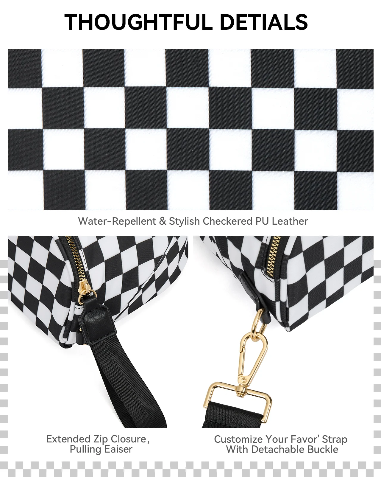 NOVA Checkered Leather Bum & Crossbody Bag – RFID Protected - Image 12
