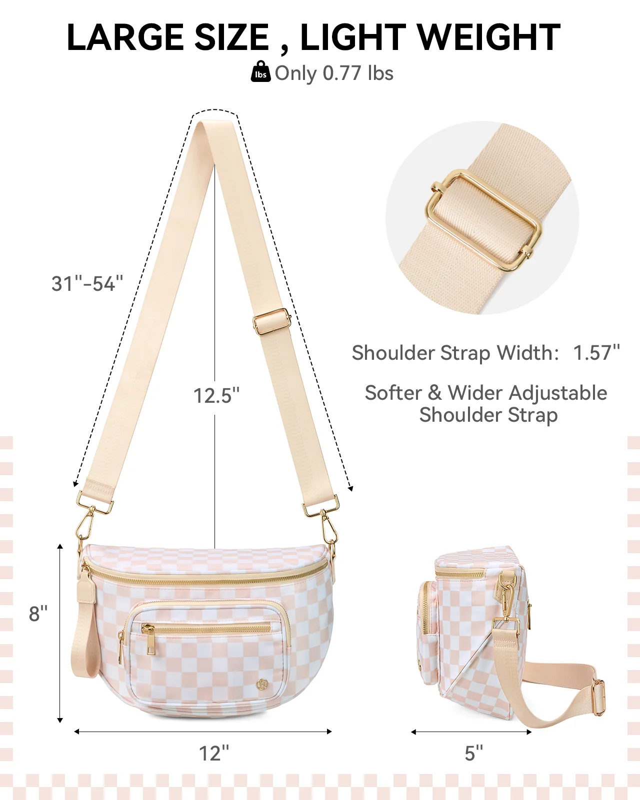 NOVA Checkered Leather Bum & Crossbody Bag – RFID Protected - Image 21