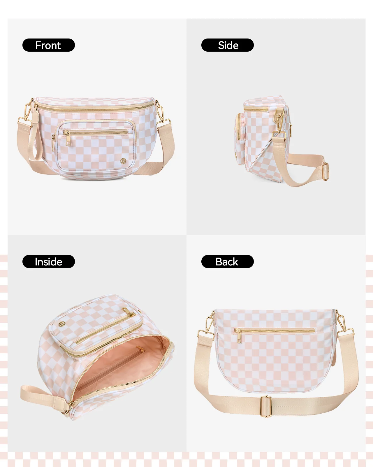 NOVA Checkered Leather Bum & Crossbody Bag – RFID Protected - Image 25
