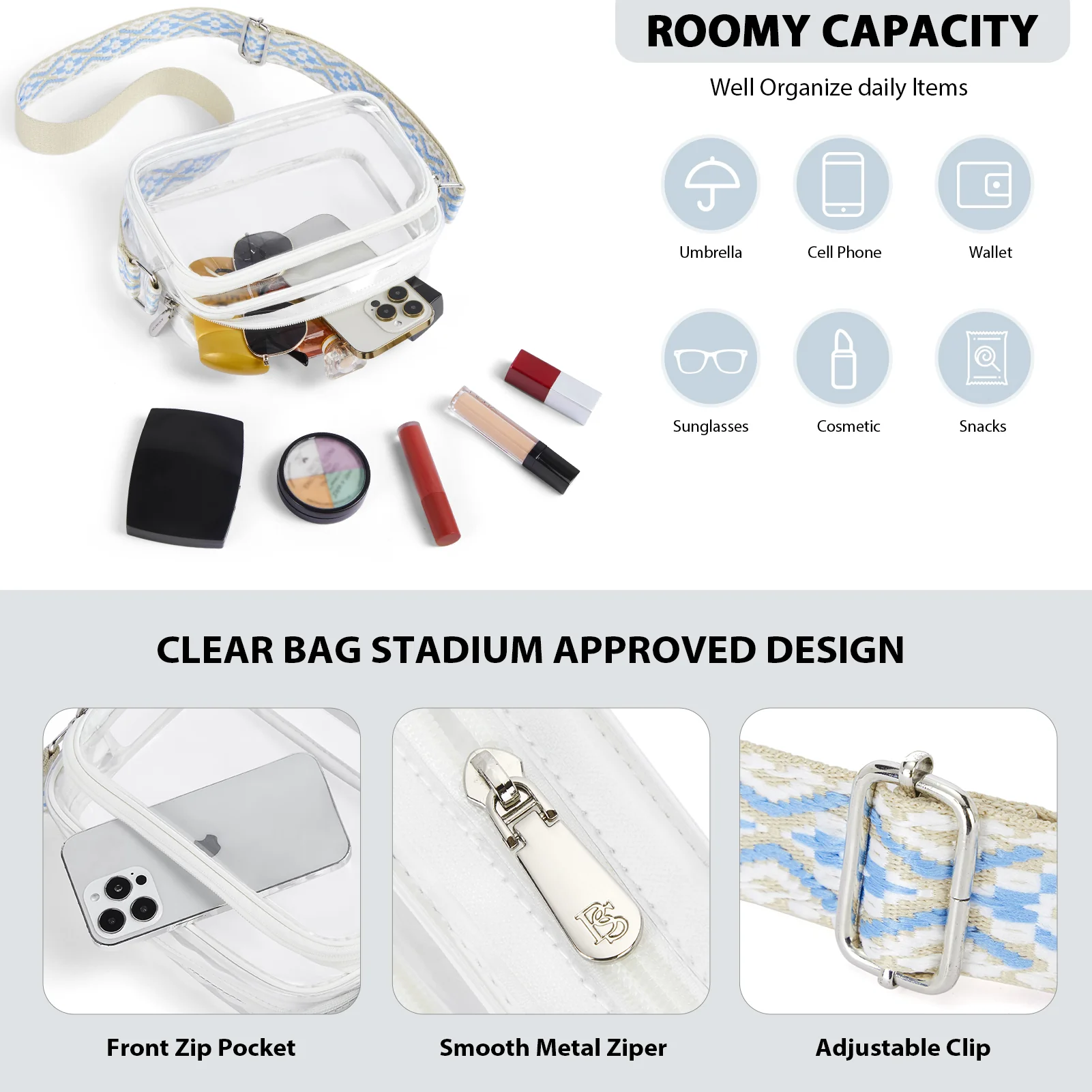 Nola Clear Stadium-Approved Crossbody Bags for Women - Image 24
