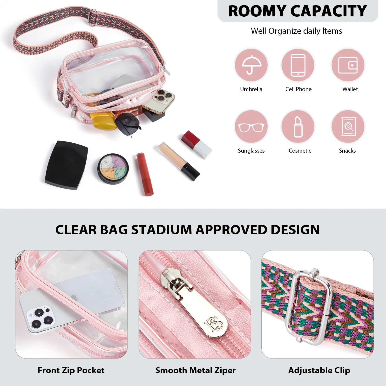 Nola Clear Stadium-Approved Crossbody Bags for Women - Image 42
