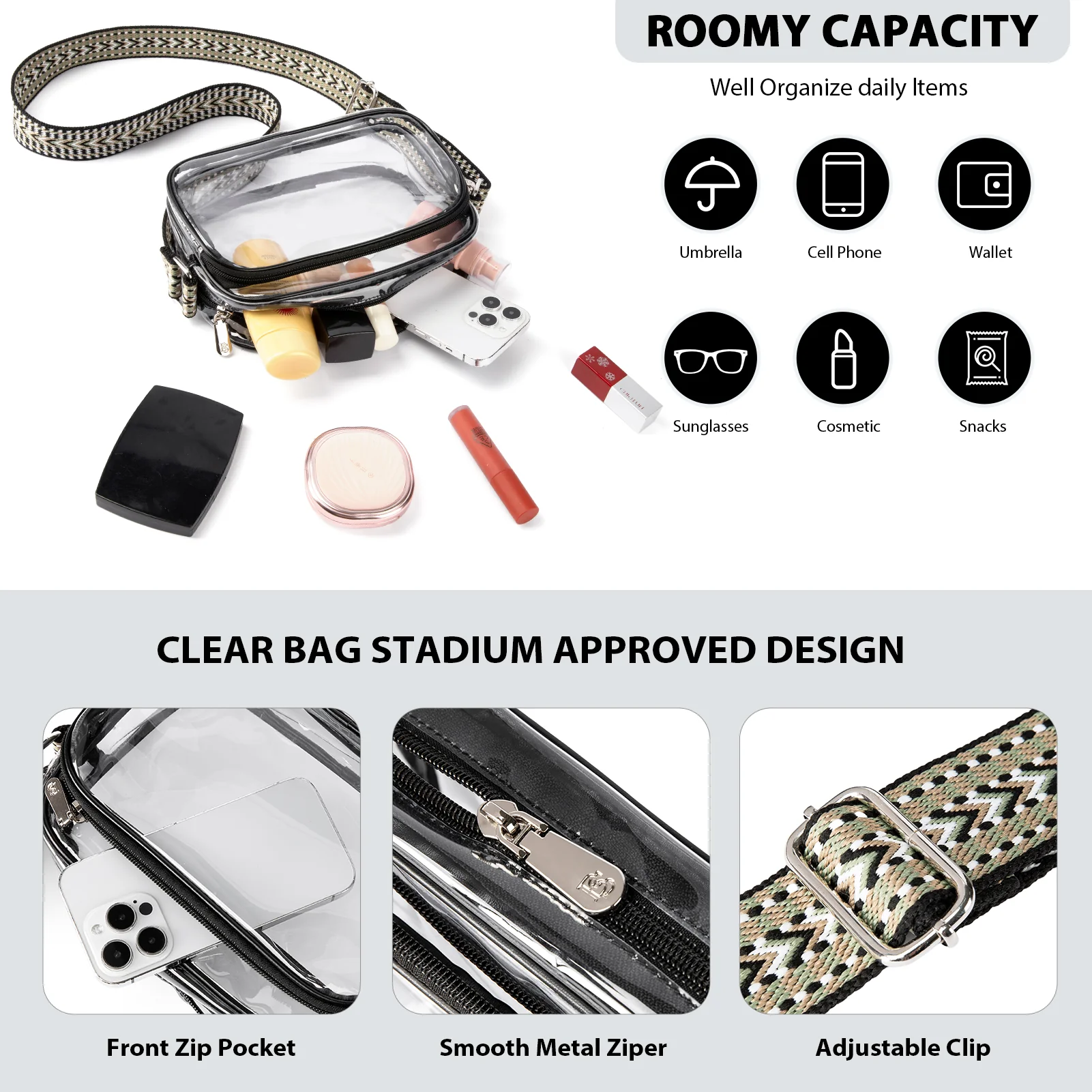 Nola Clear Stadium-Approved Crossbody Bags for Women - Image 59