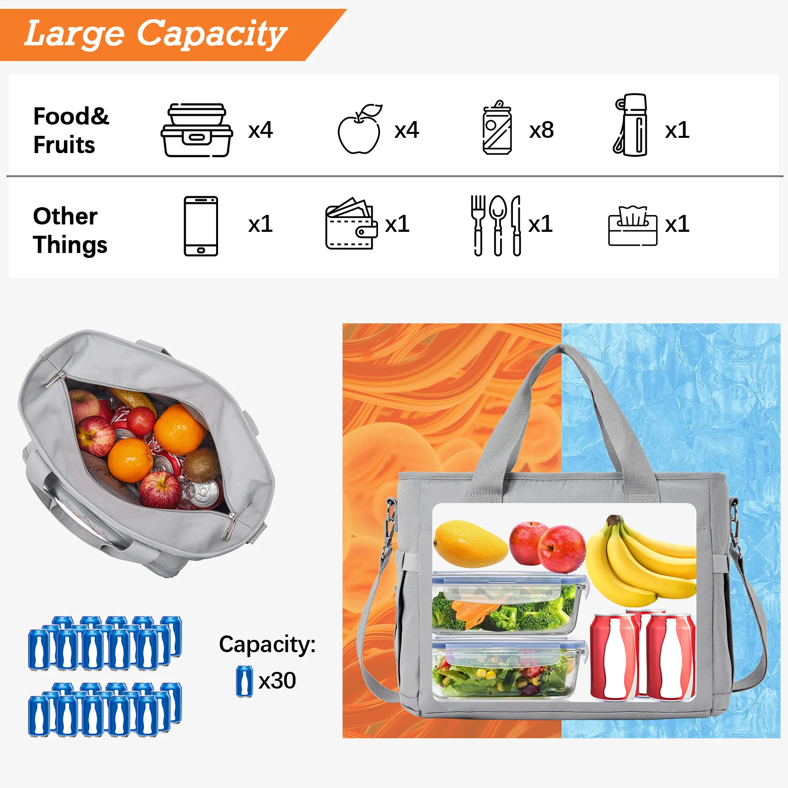 Insulated Soft Cooler Bag 13L Large Lunch Bag - Image 14
