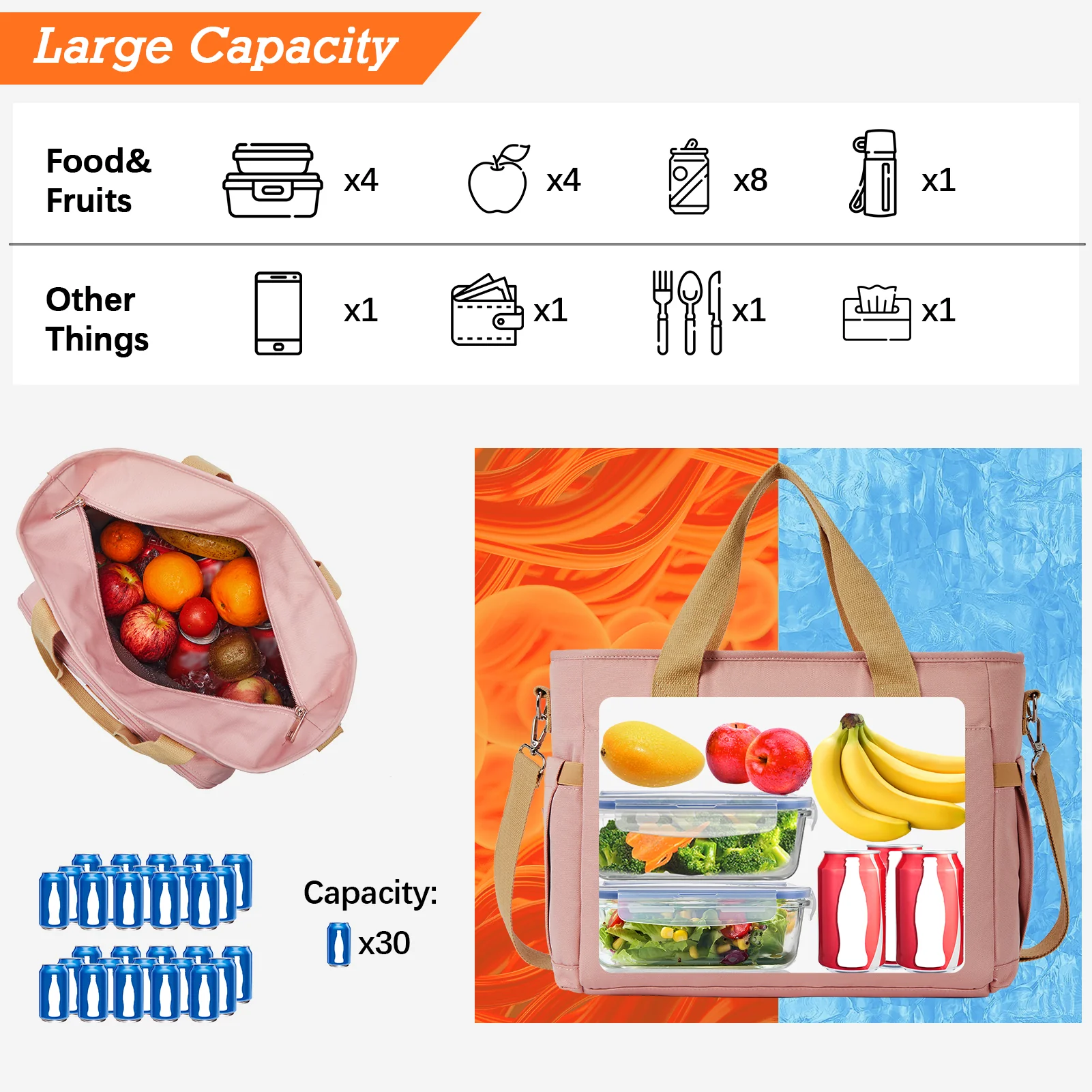 Insulated Soft Cooler Bag 13L Large Lunch Bag - Image 29
