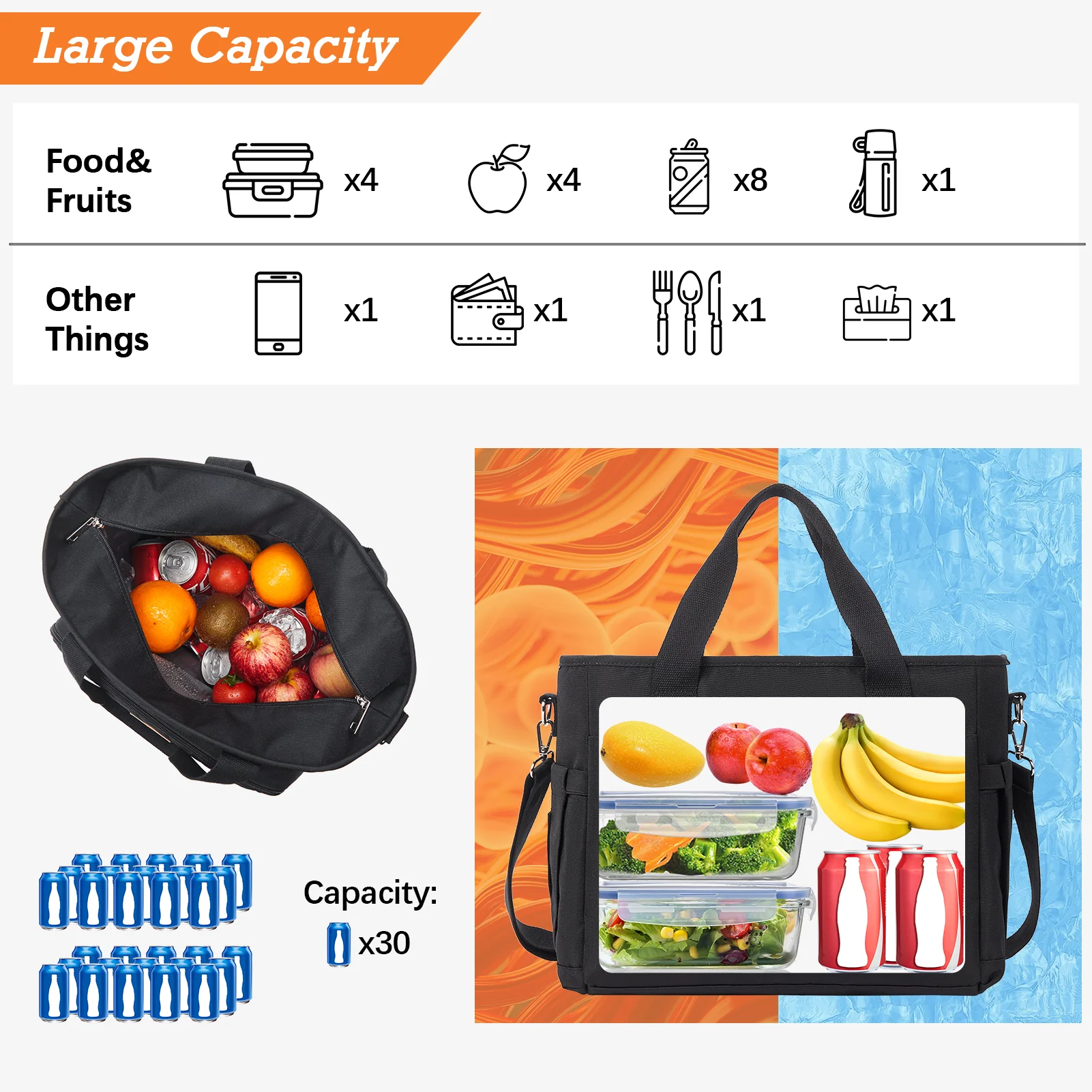 Insulated Soft Cooler Bag 13L Large Lunch Bag - Image 6
