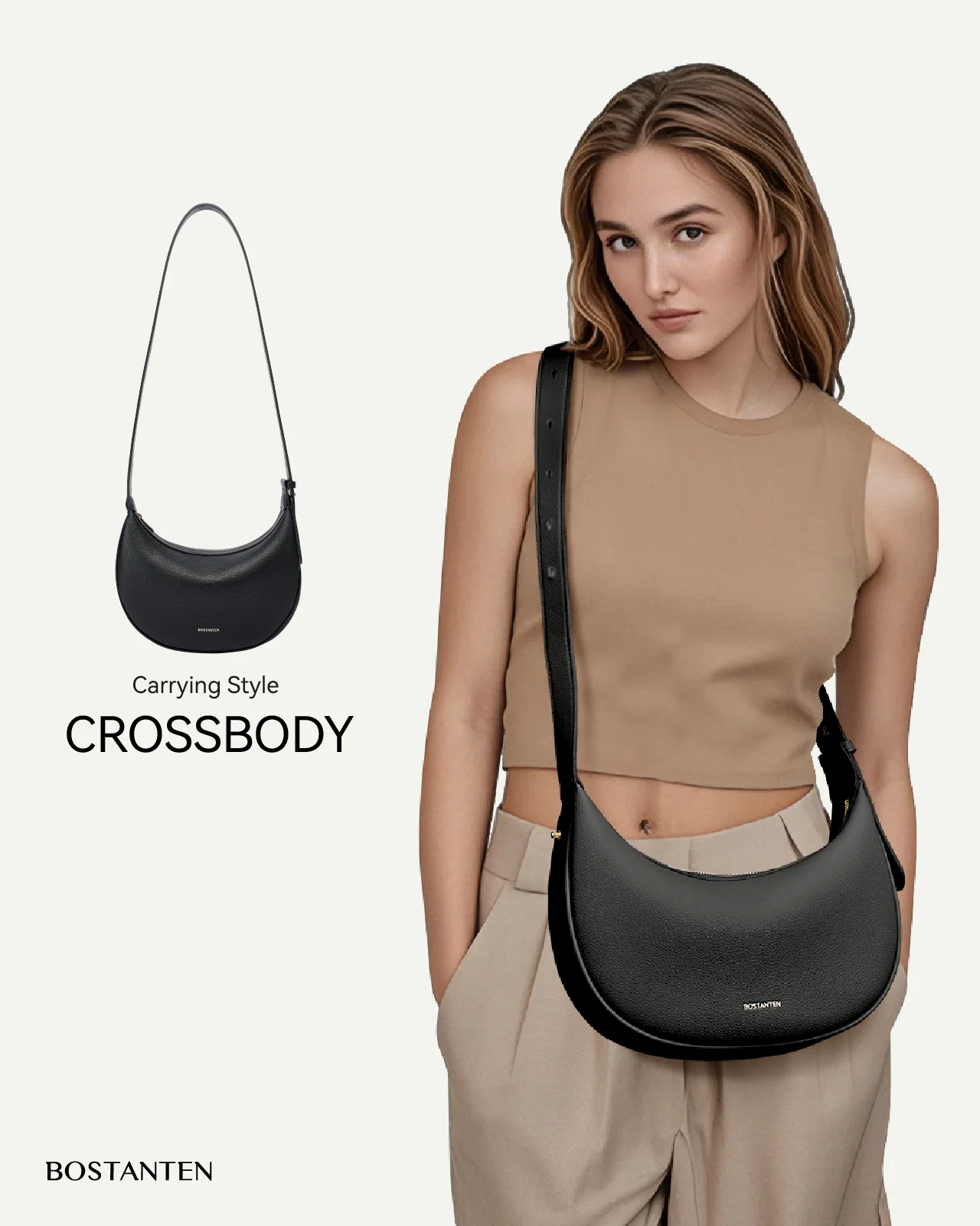 Kweli Crescent Moon Clutch Shoulder Bag — Two Sizes - Image 11