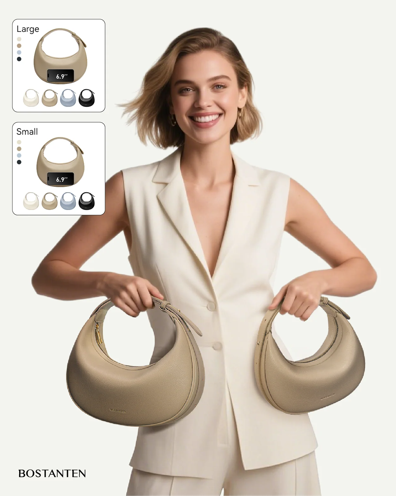 Kweli Crescent Moon Clutch Shoulder Bag — Two Sizes - Image 19