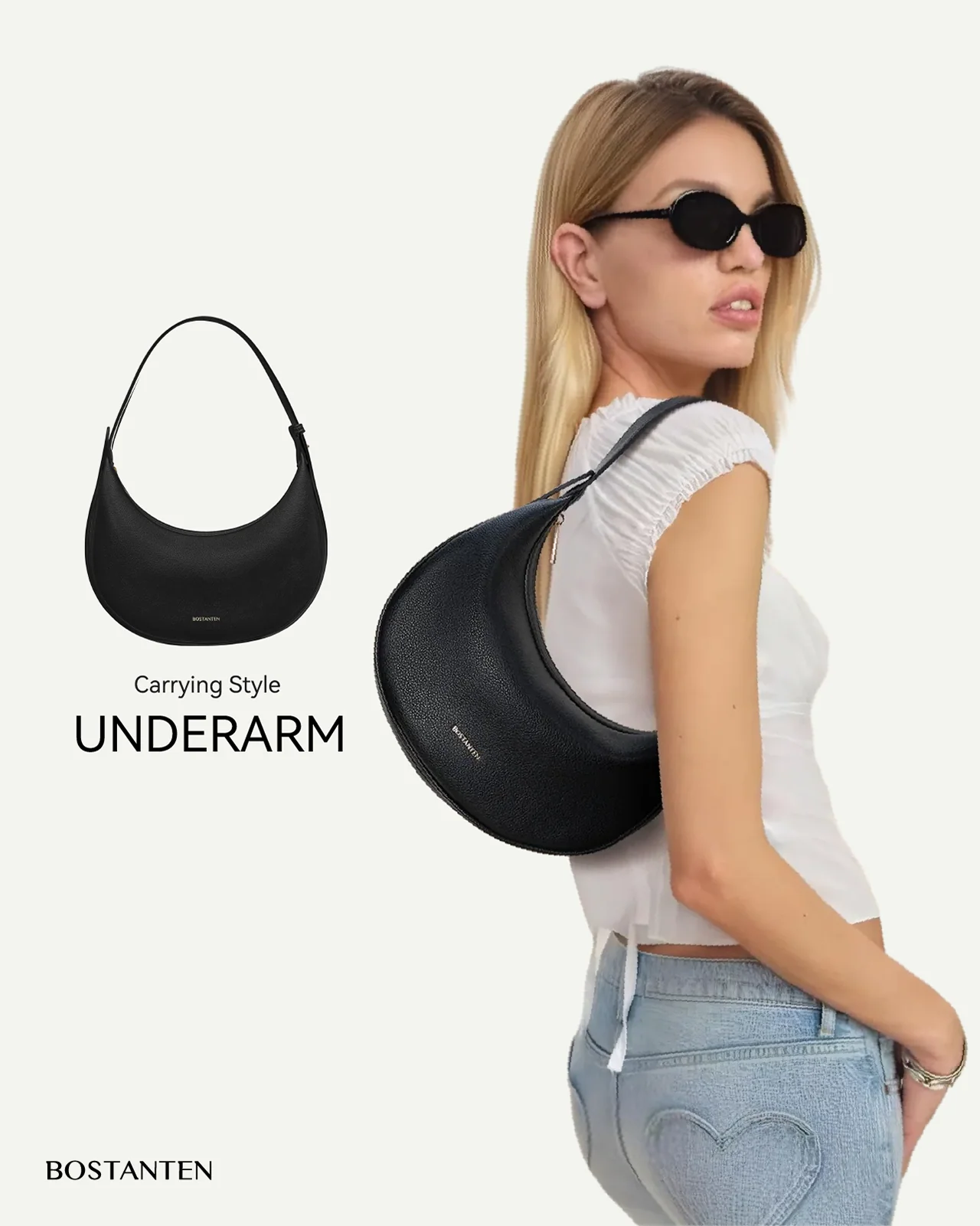 Kweli Crescent Moon Clutch Shoulder Bag — Two Sizes - Image 38