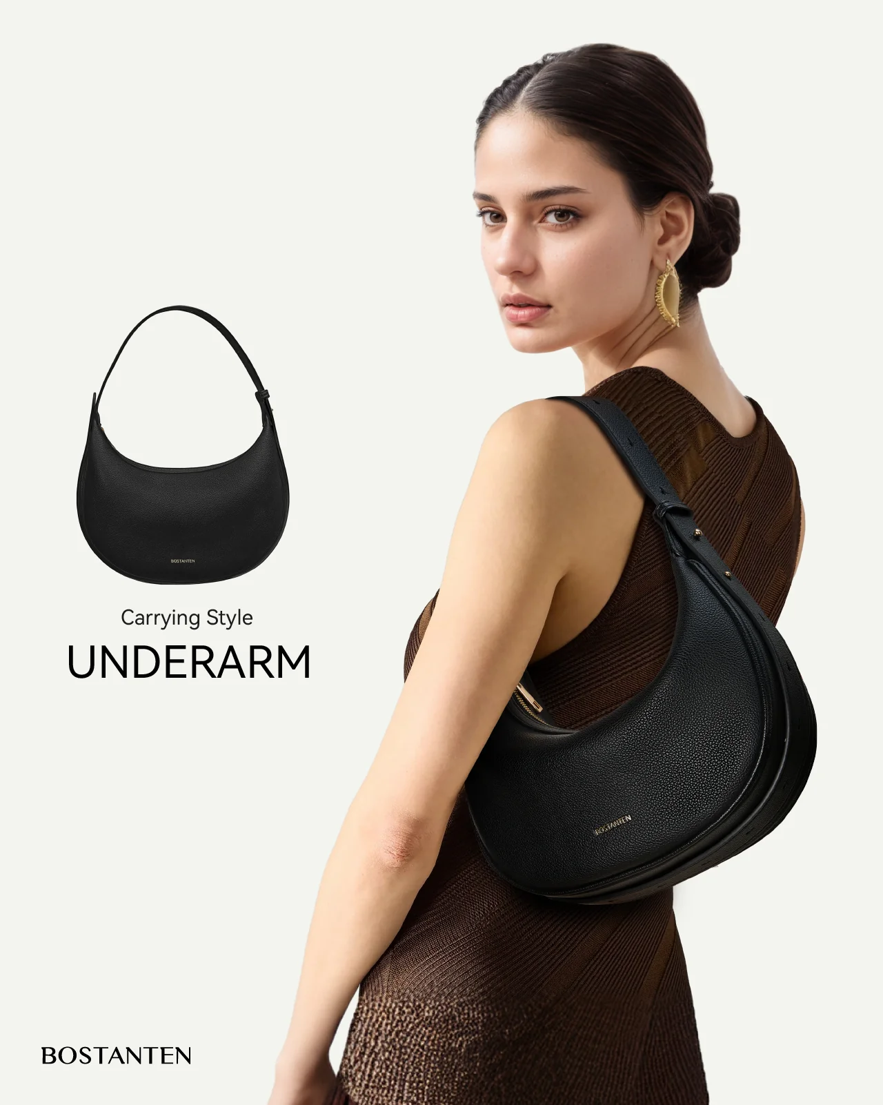 Kweli Crescent Moon Clutch Shoulder Bag — Two Sizes - Image 9