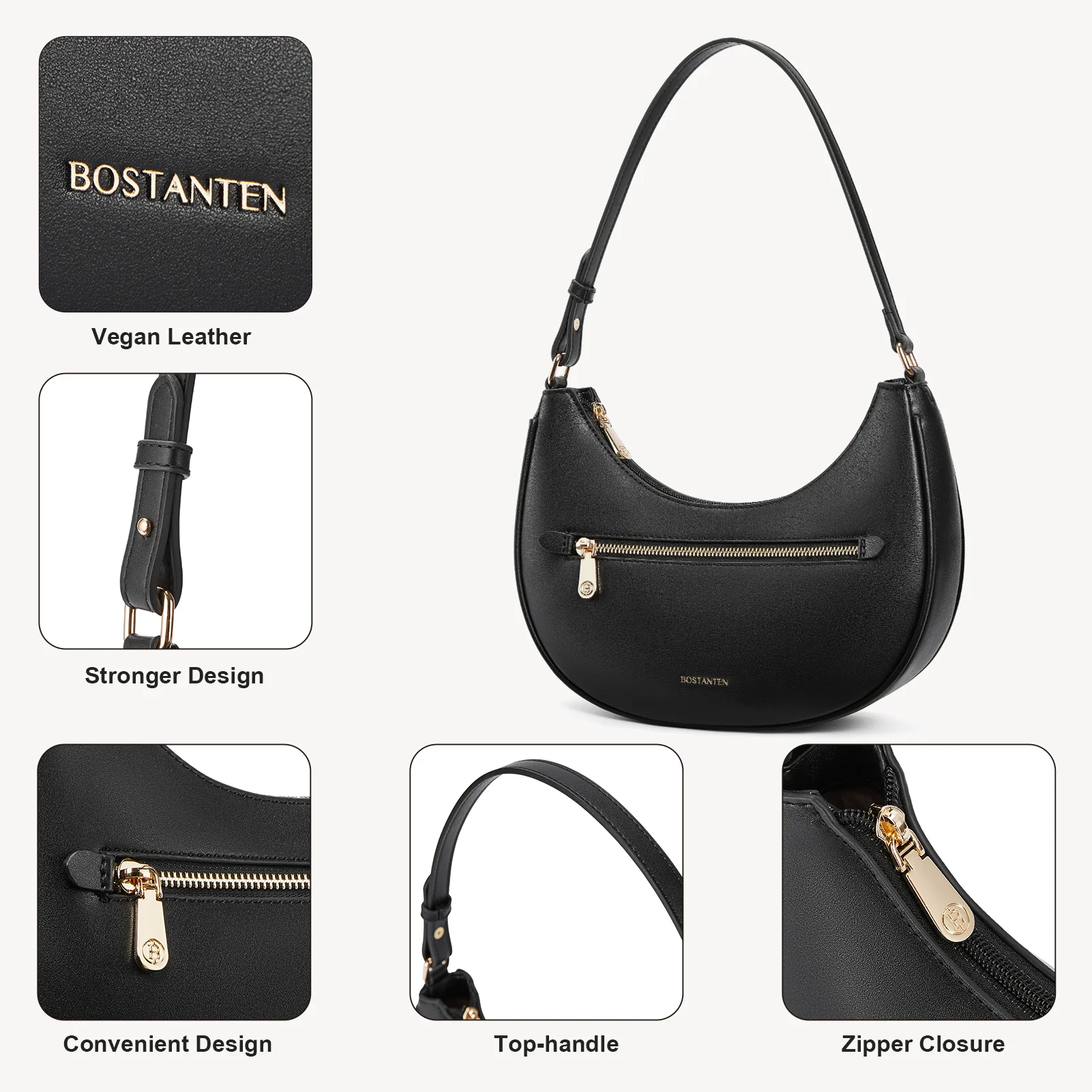 Kweli Crescent Shoulder Bag with Zip Pocket - Image 13