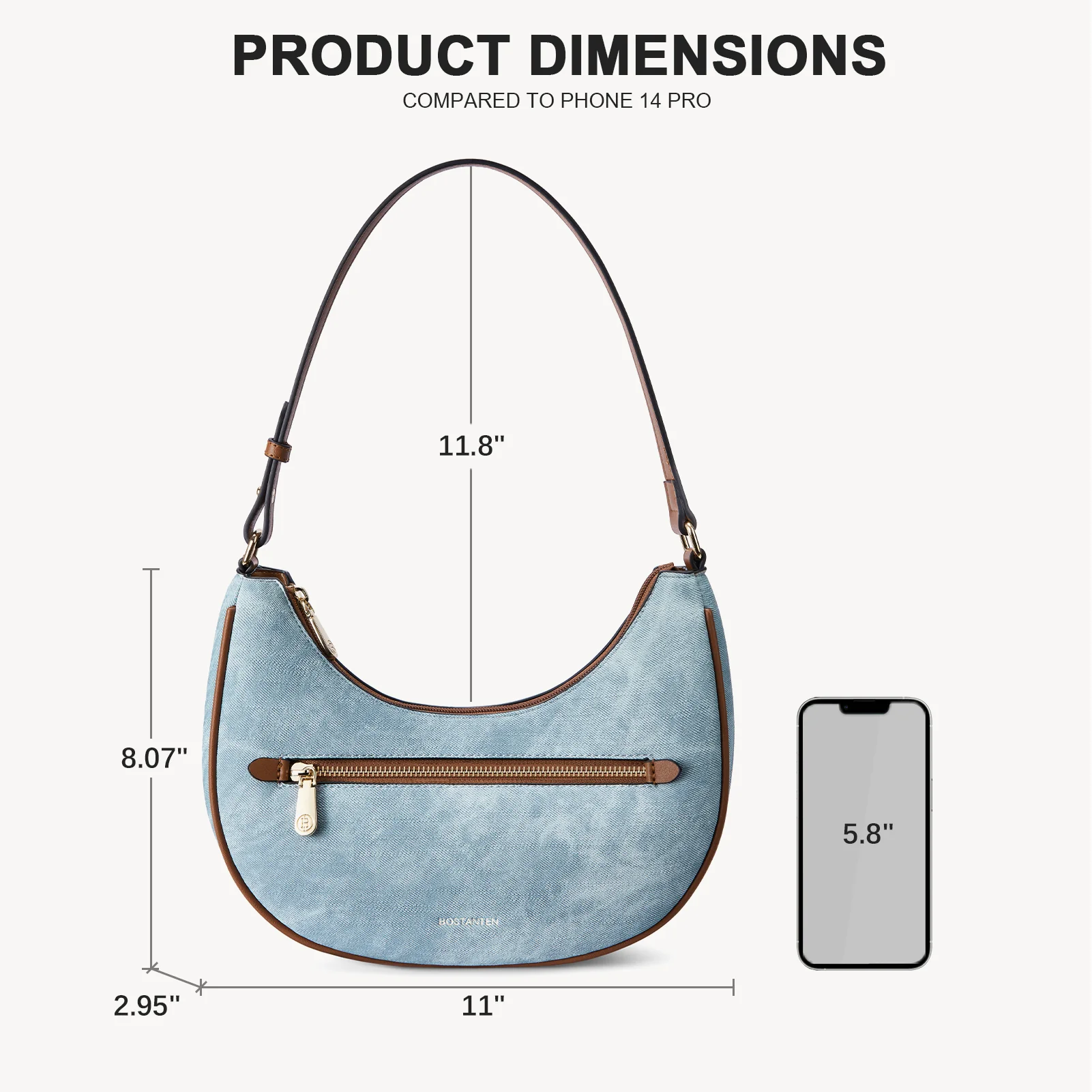 Kweli Crescent Shoulder Bag with Zip Pocket - Image 17