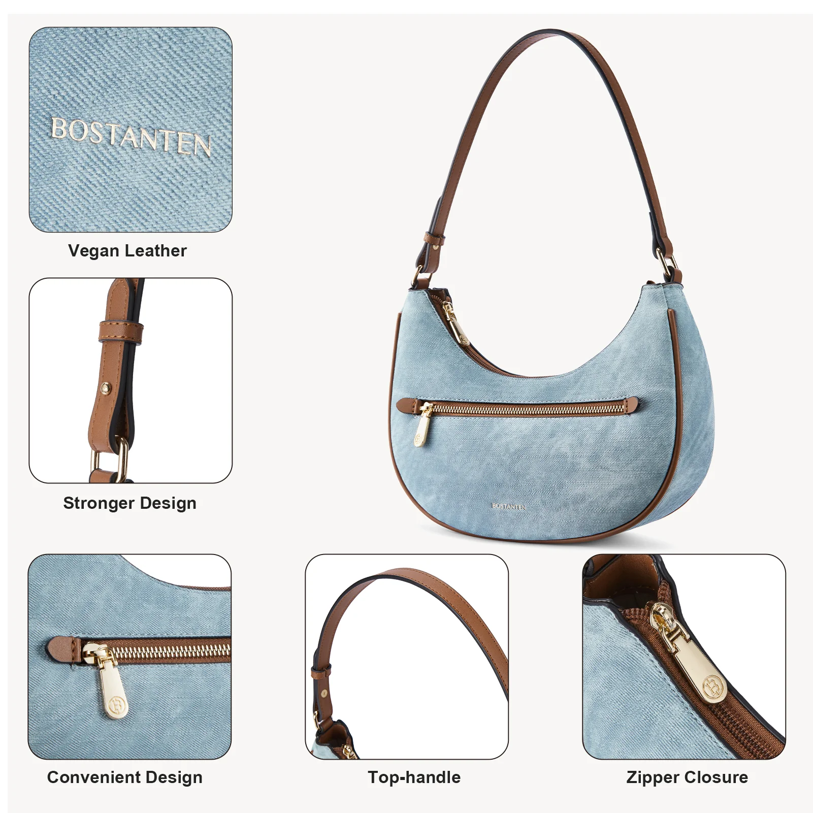 Kweli Crescent Shoulder Bag with Zip Pocket - Image 19