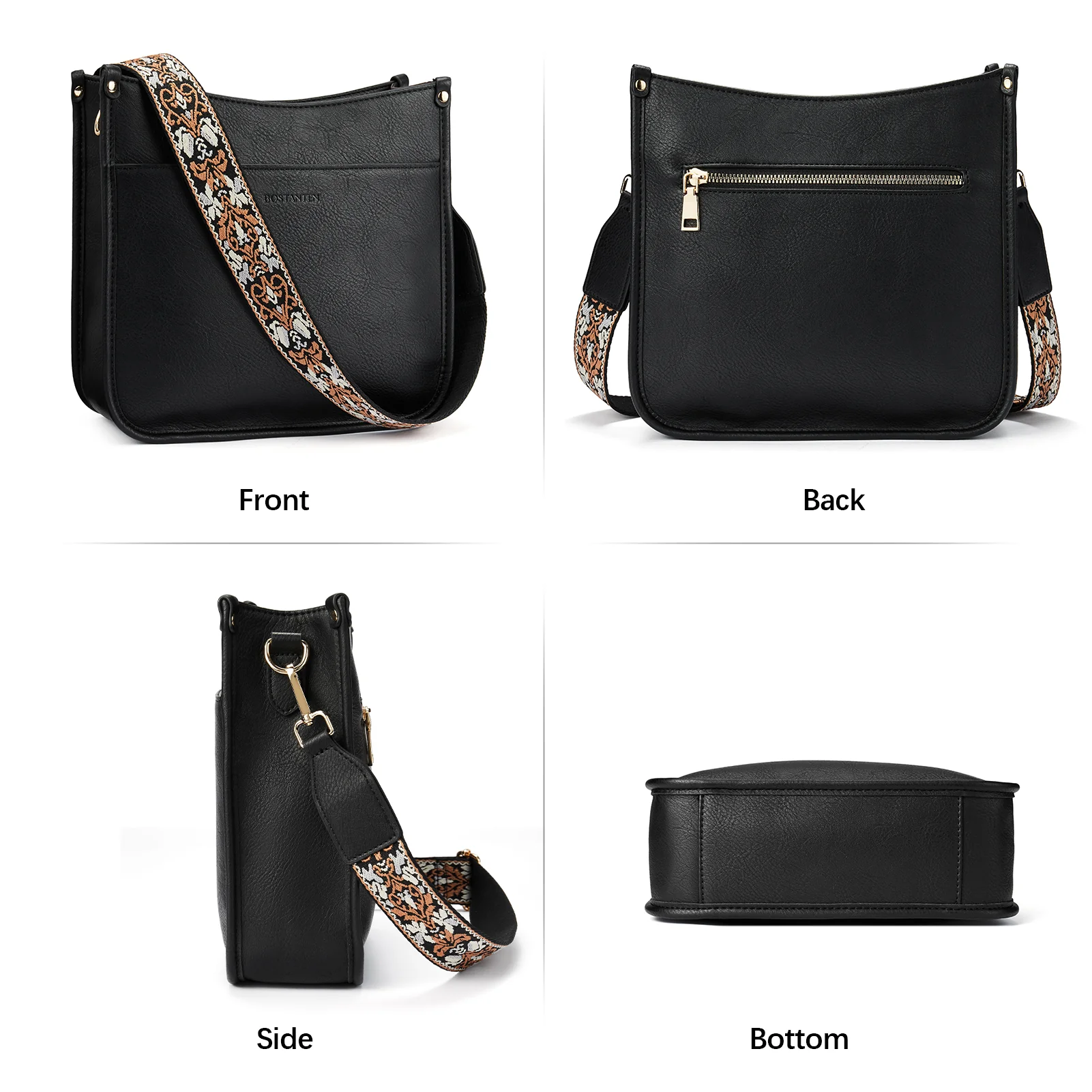 Lotty Floral Embroidered Leather Tote with Shoulder Strap - Image 6