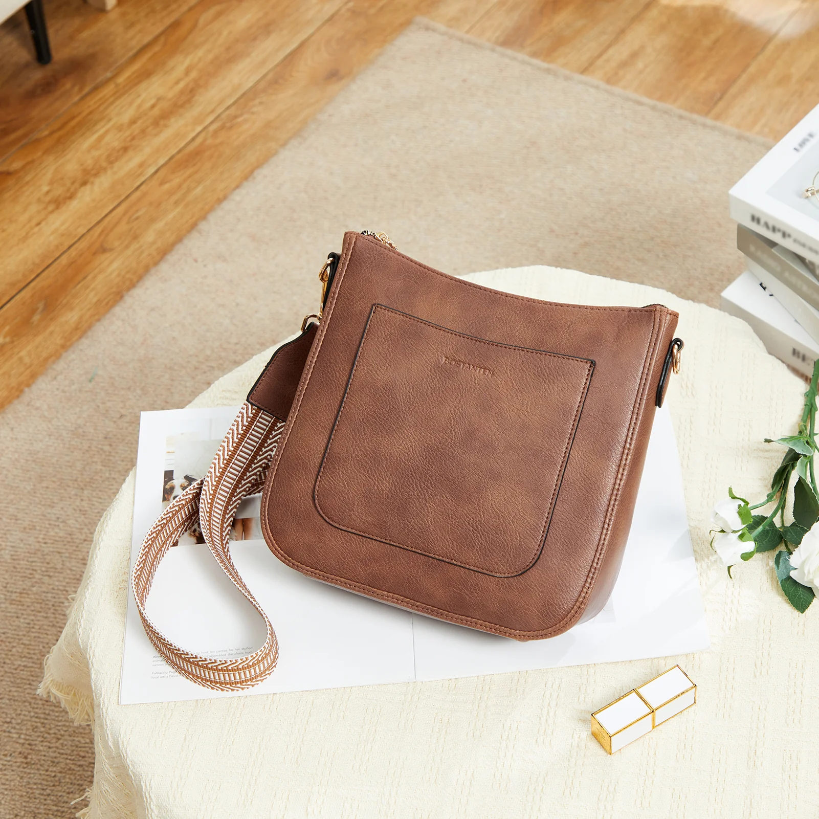Nola Reversible Boho Straps Vegan Leather Hobo Handbags - Image 12