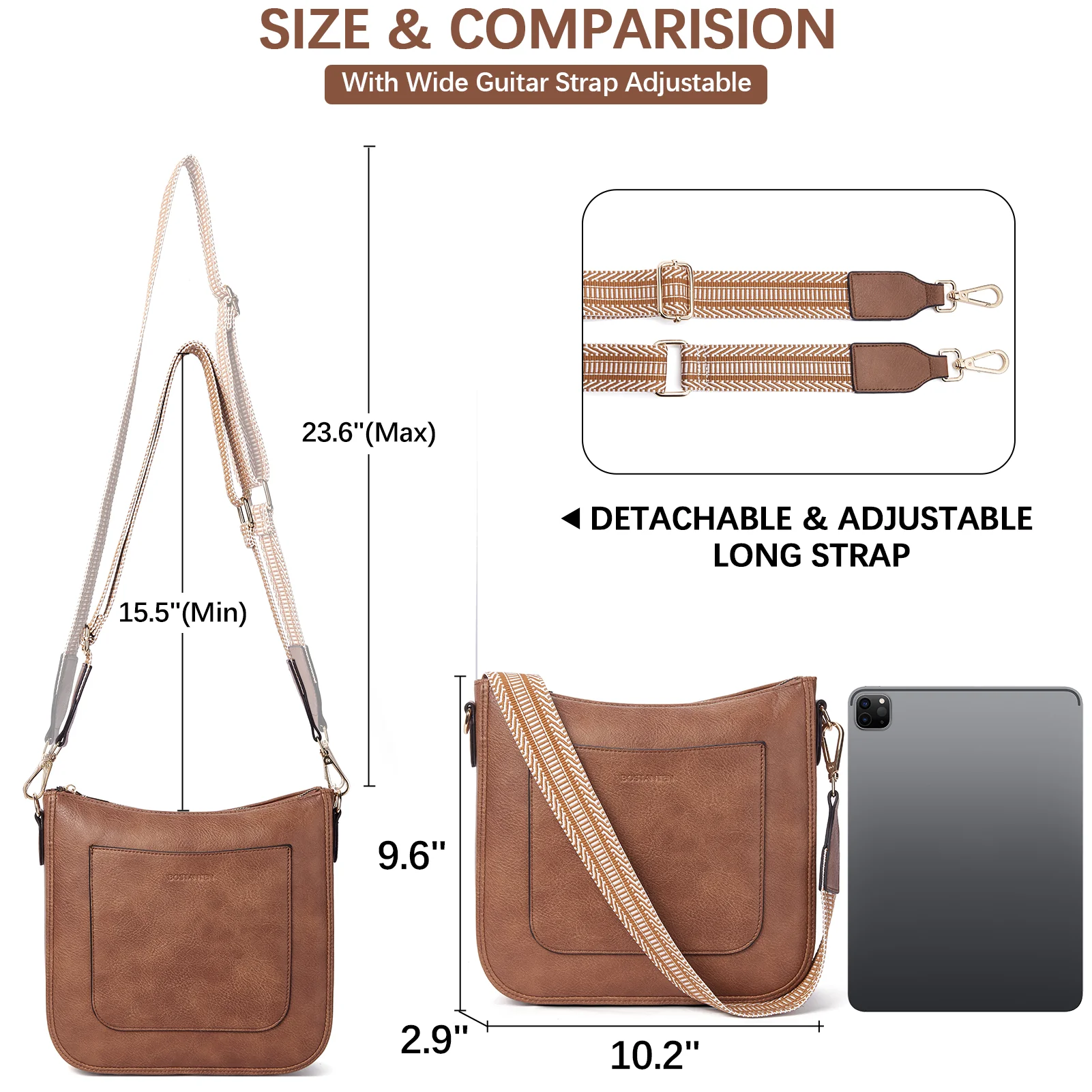 Nola Reversible Boho Straps Vegan Leather Hobo Handbags - Image 13