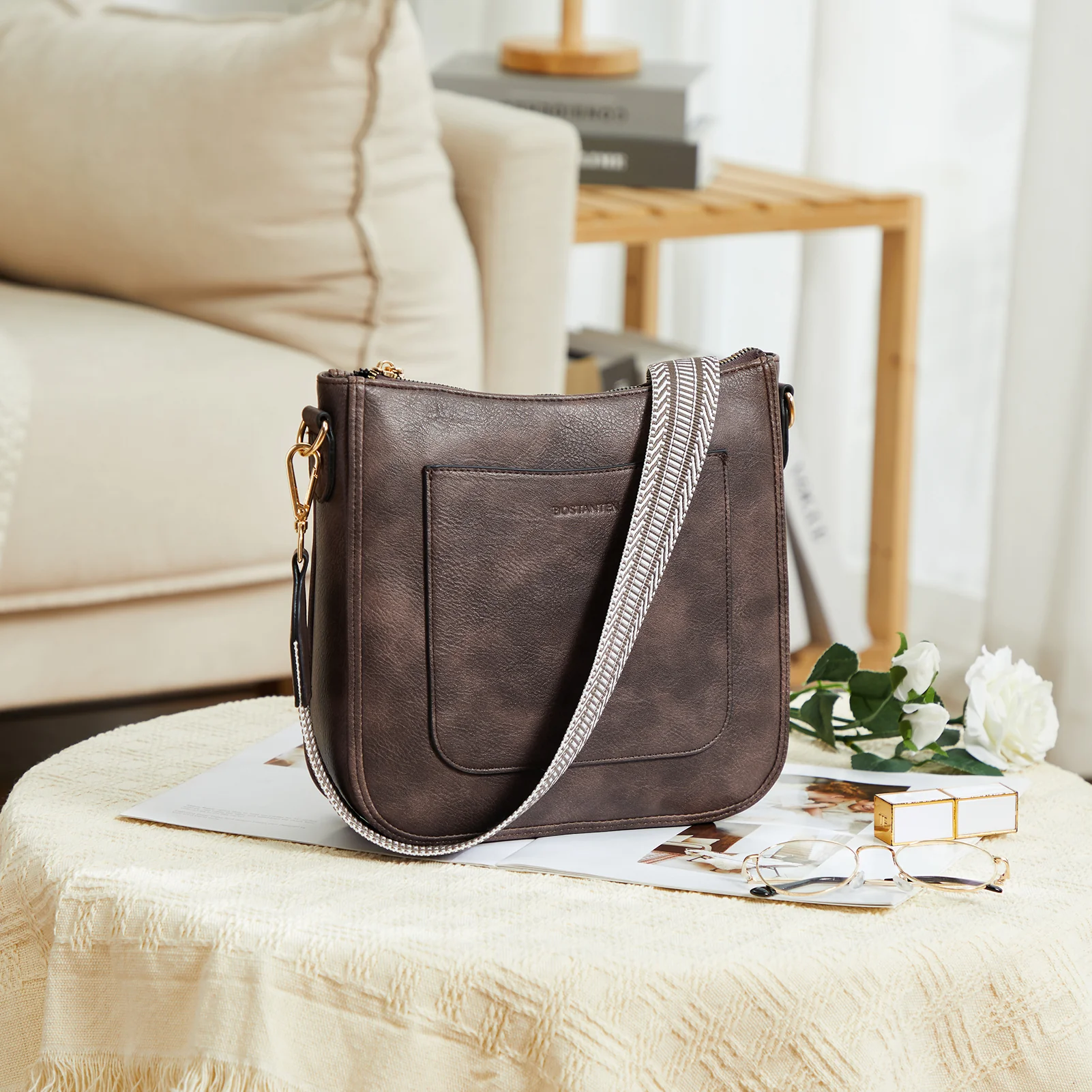 Nola Reversible Boho Straps Vegan Leather Hobo Handbags - Image 21