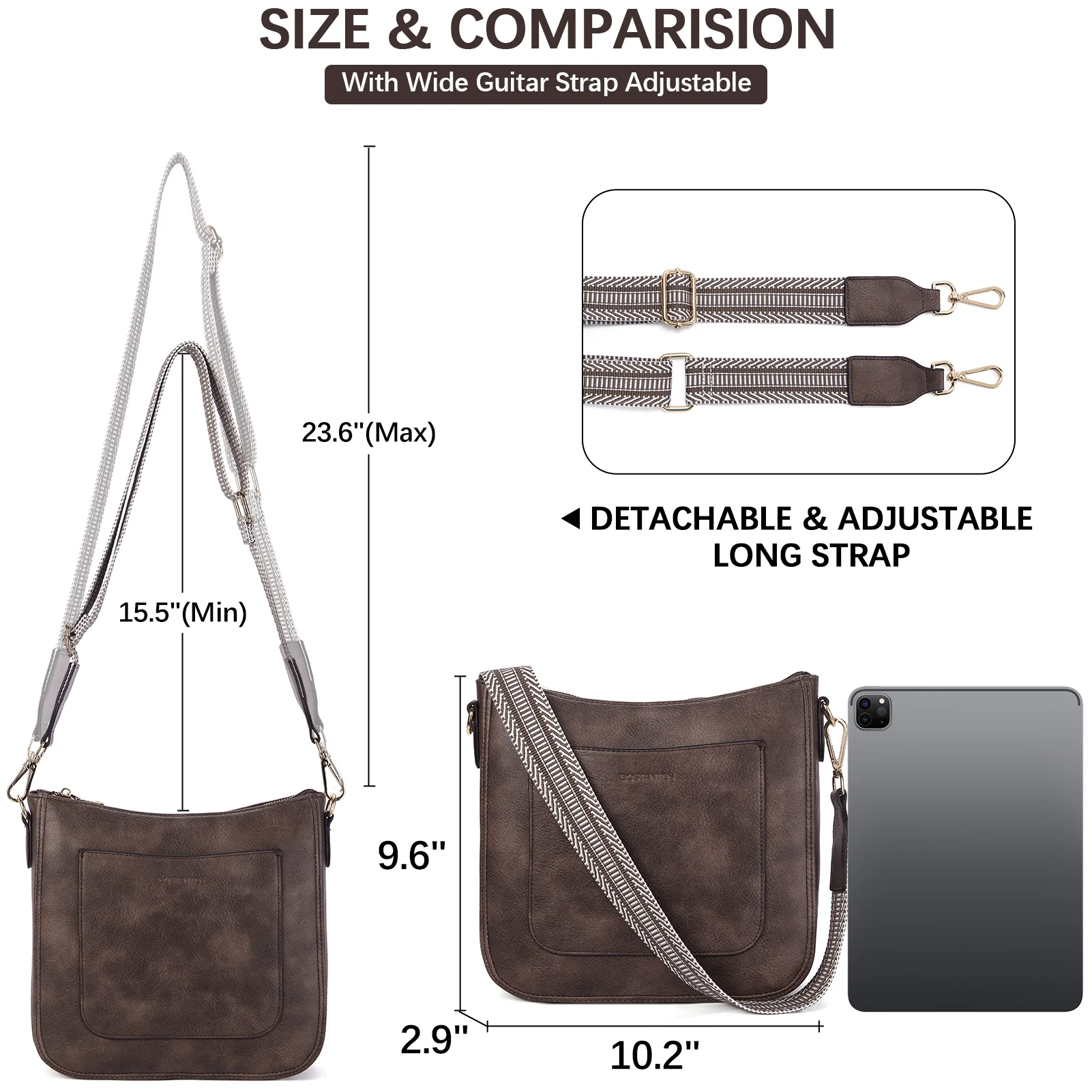 Nola Reversible Boho Straps Vegan Leather Hobo Handbags - Image 22