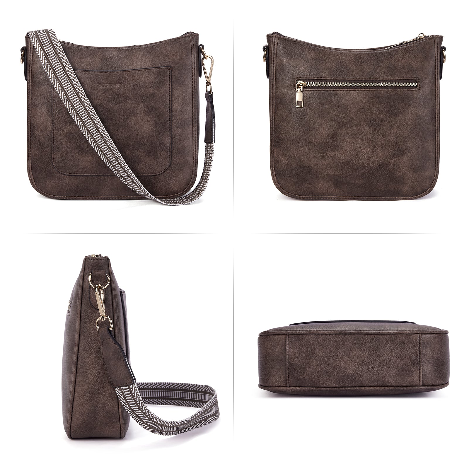 Nola Reversible Boho Straps Vegan Leather Hobo Handbags - Image 25