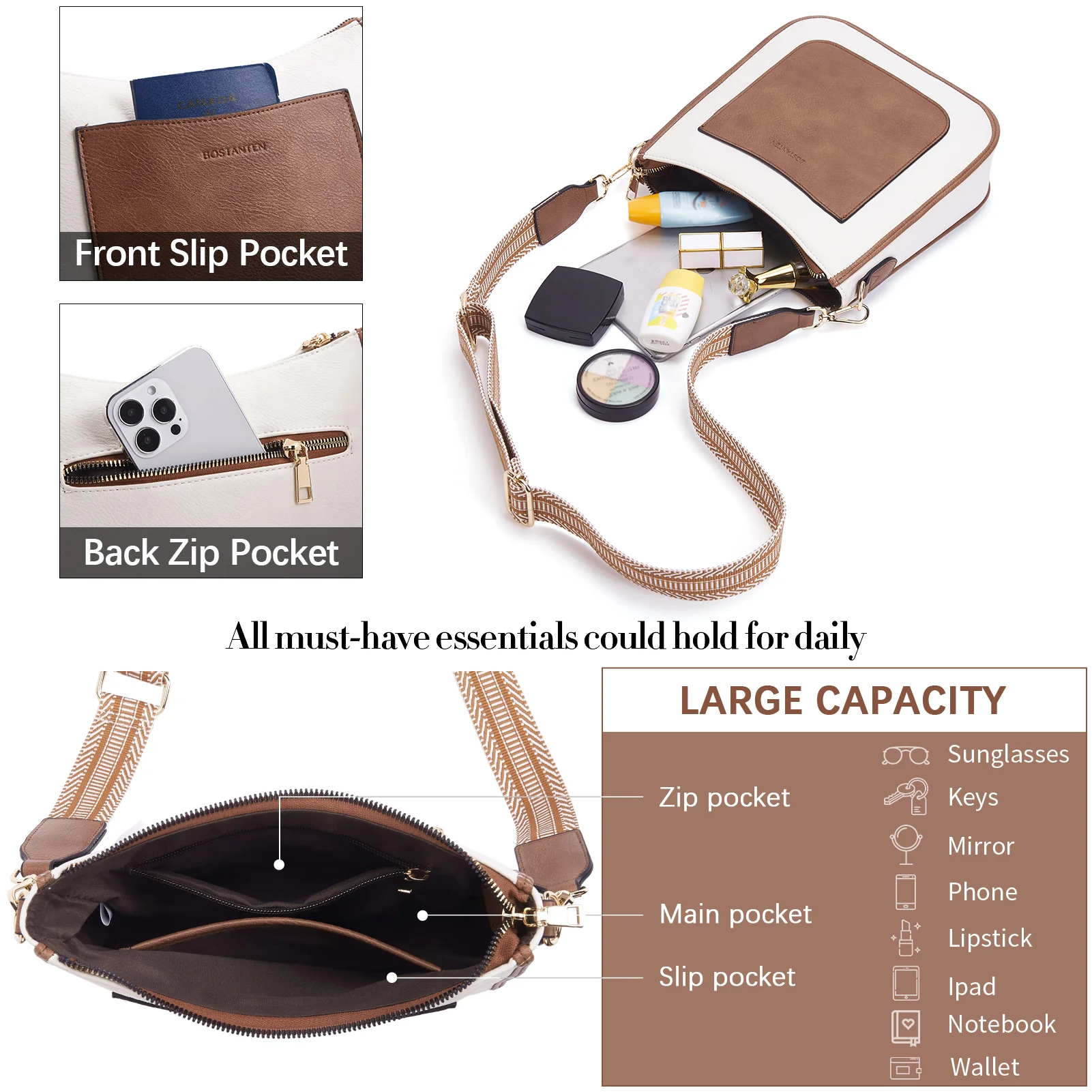 Nola Reversible Boho Straps Vegan Leather Hobo Handbags - Image 6