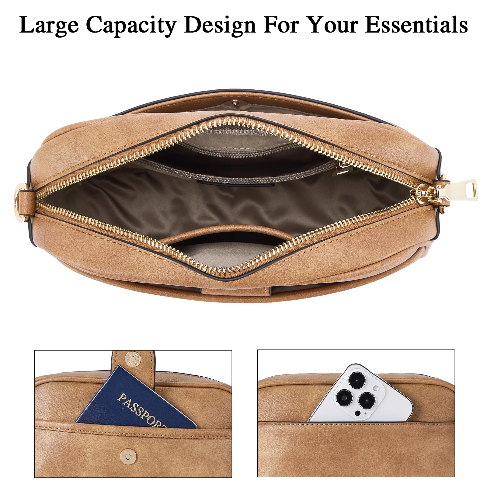 BOSTANTEN Crossbody Bags for Women Vegan Leather Purse Shoulder Handbags with Wide Strap - Image 14