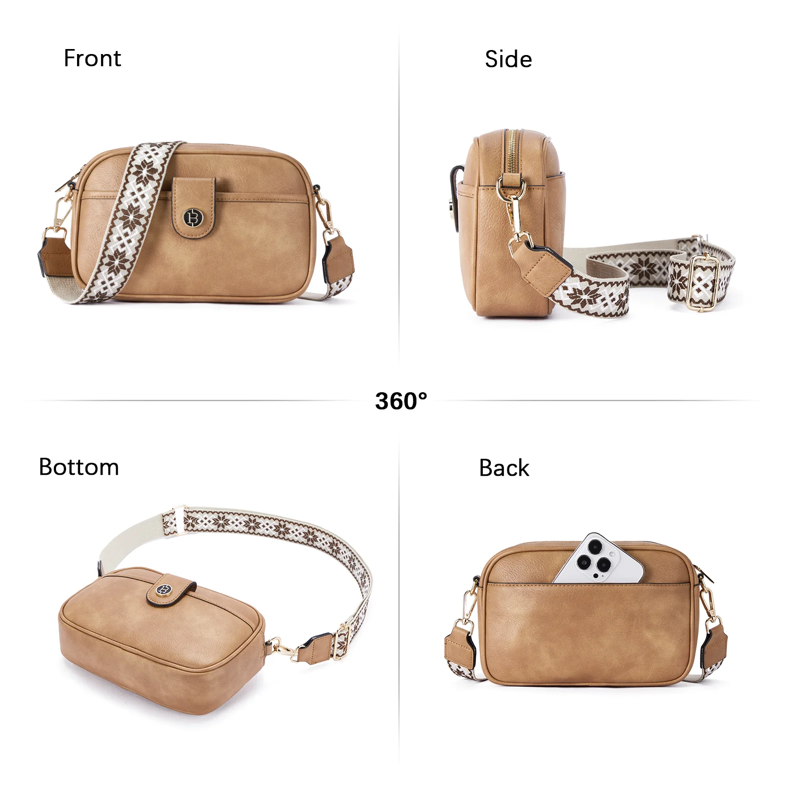 BOSTANTEN Crossbody Bags for Women Vegan Leather Purse Shoulder Handbags with Wide Strap - Image 15