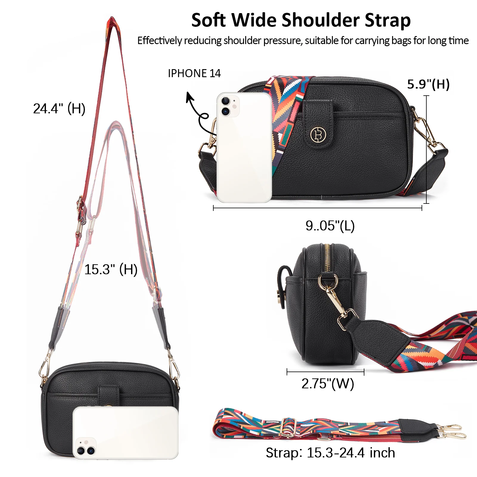 BOSTANTEN Crossbody Bags for Women Vegan Leather Purse Shoulder Handbags with Wide Strap - Image 29