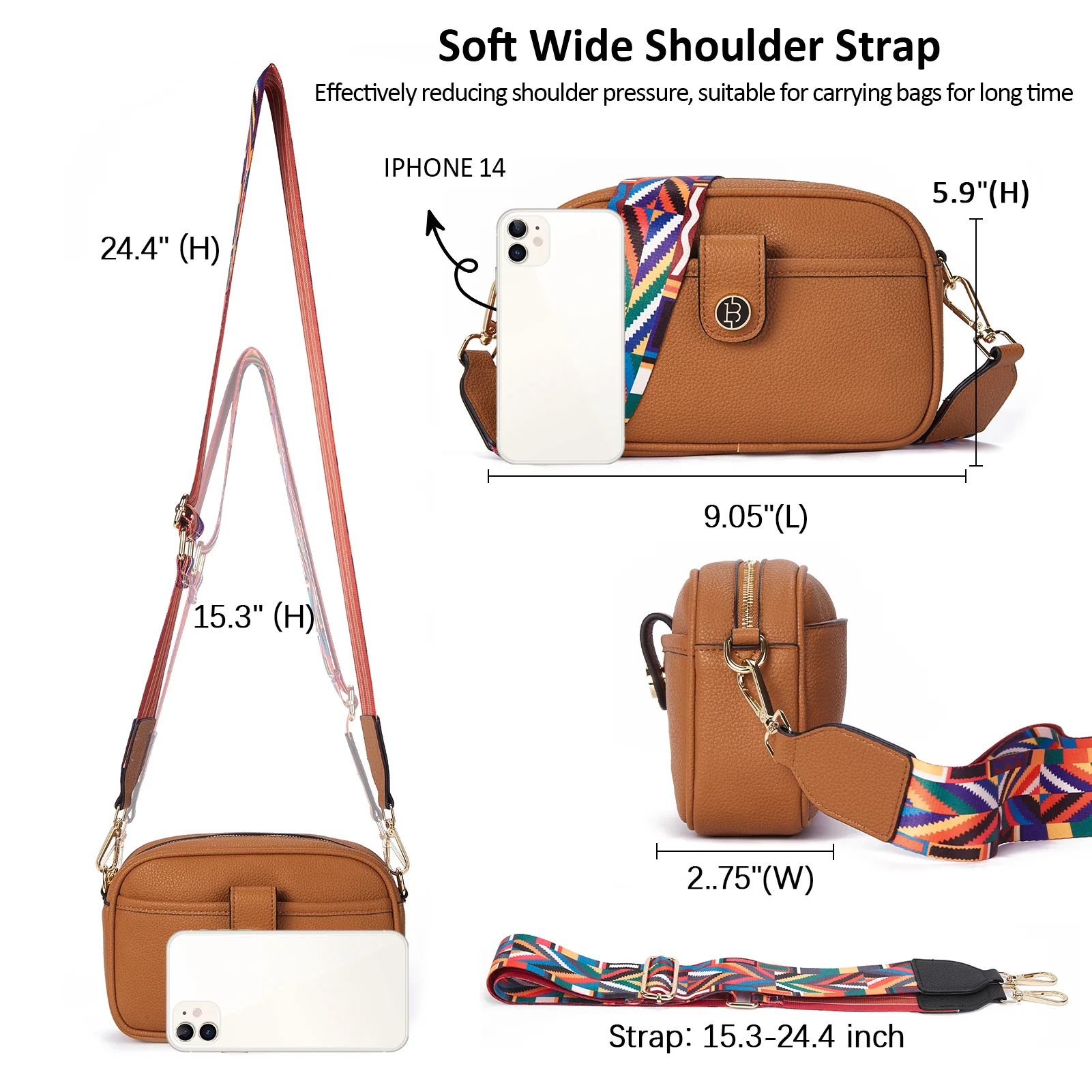 BOSTANTEN Crossbody Bags for Women Vegan Leather Purse Shoulder Handbags with Wide Strap - Image 38