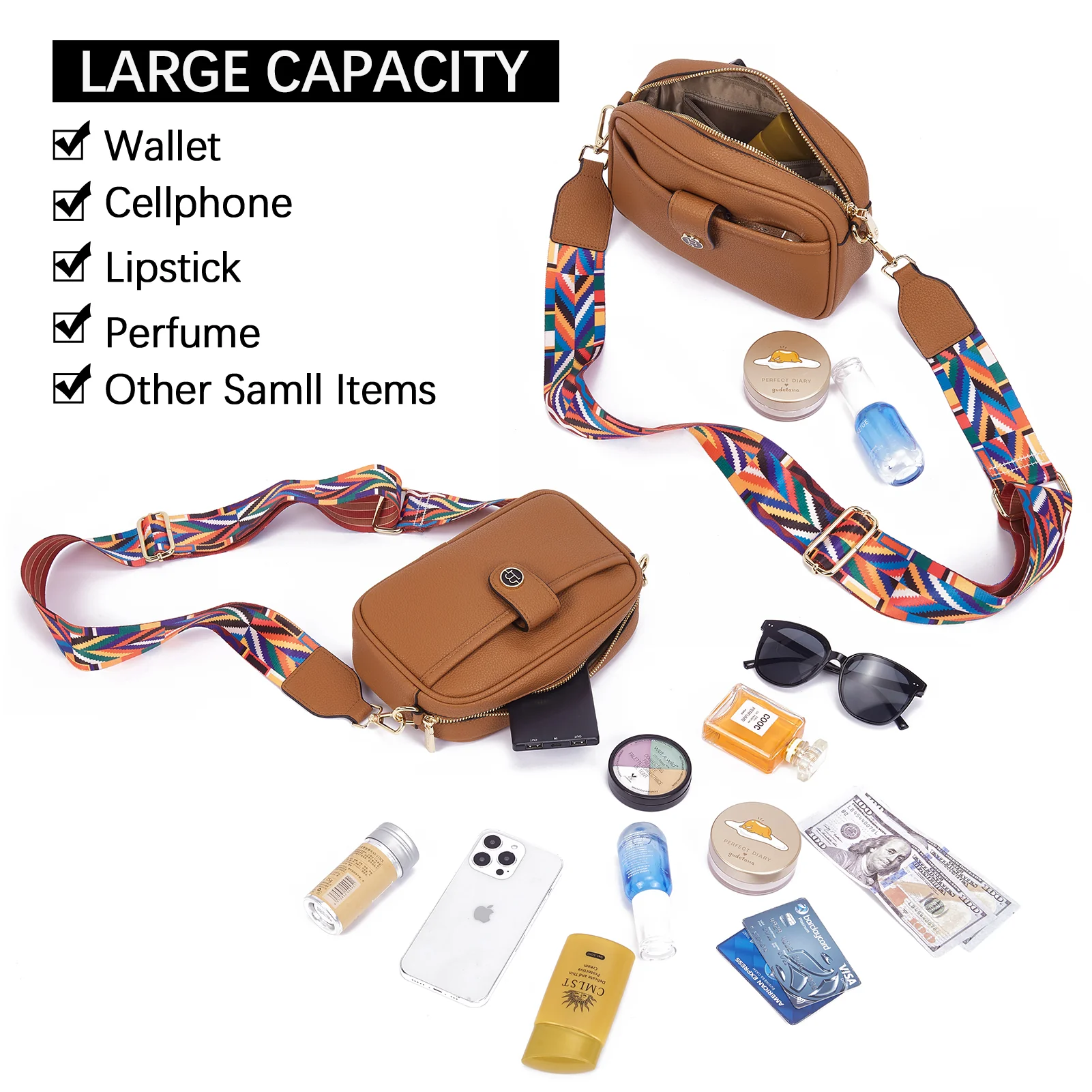 BOSTANTEN Crossbody Bags for Women Vegan Leather Purse Shoulder Handbags with Wide Strap - Image 43