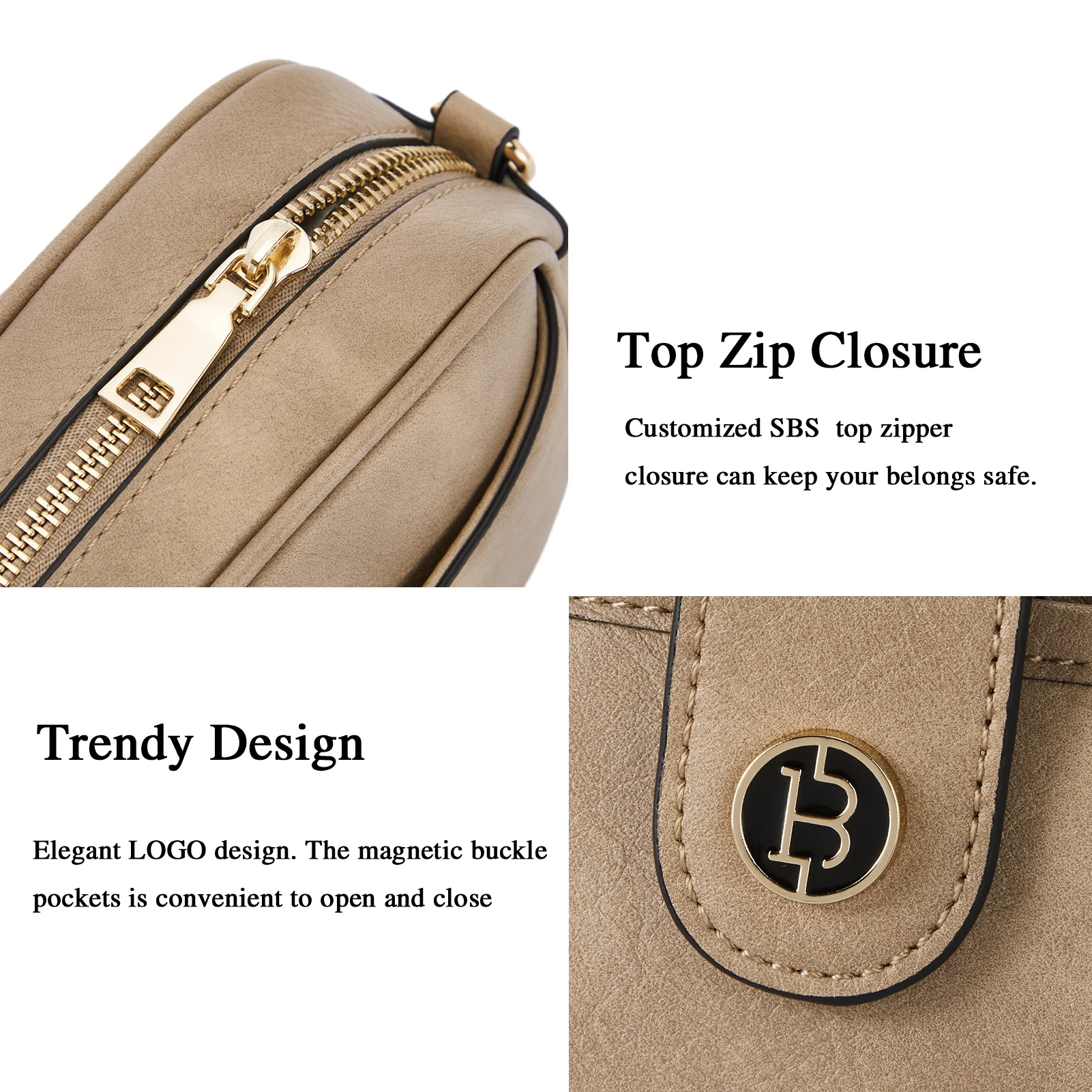BOSTANTEN Crossbody Bags for Women Vegan Leather Purse Shoulder Handbags with Wide Strap - Image 5