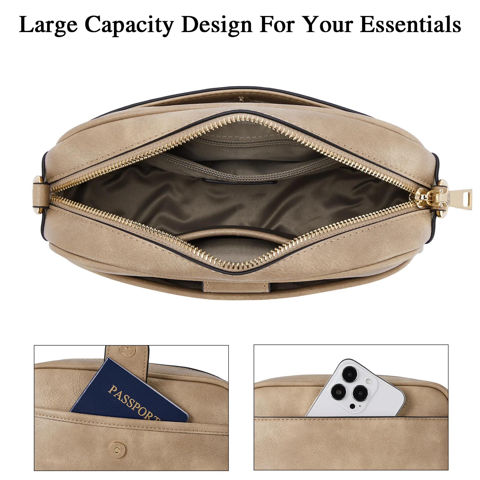 BOSTANTEN Crossbody Bags for Women Vegan Leather Purse Shoulder Handbags with Wide Strap - Image 6