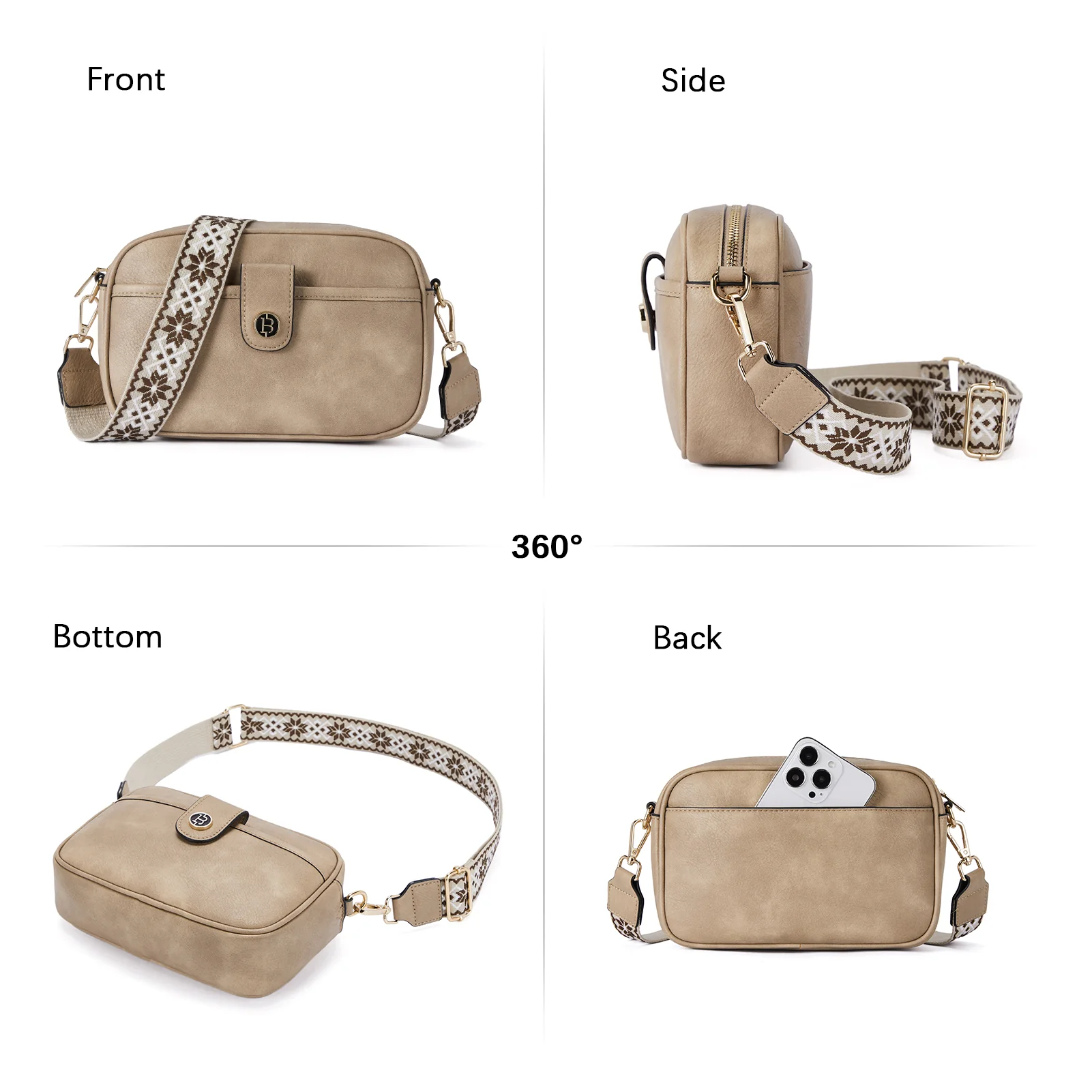 BOSTANTEN Crossbody Bags for Women Vegan Leather Purse Shoulder Handbags with Wide Strap - Image 7