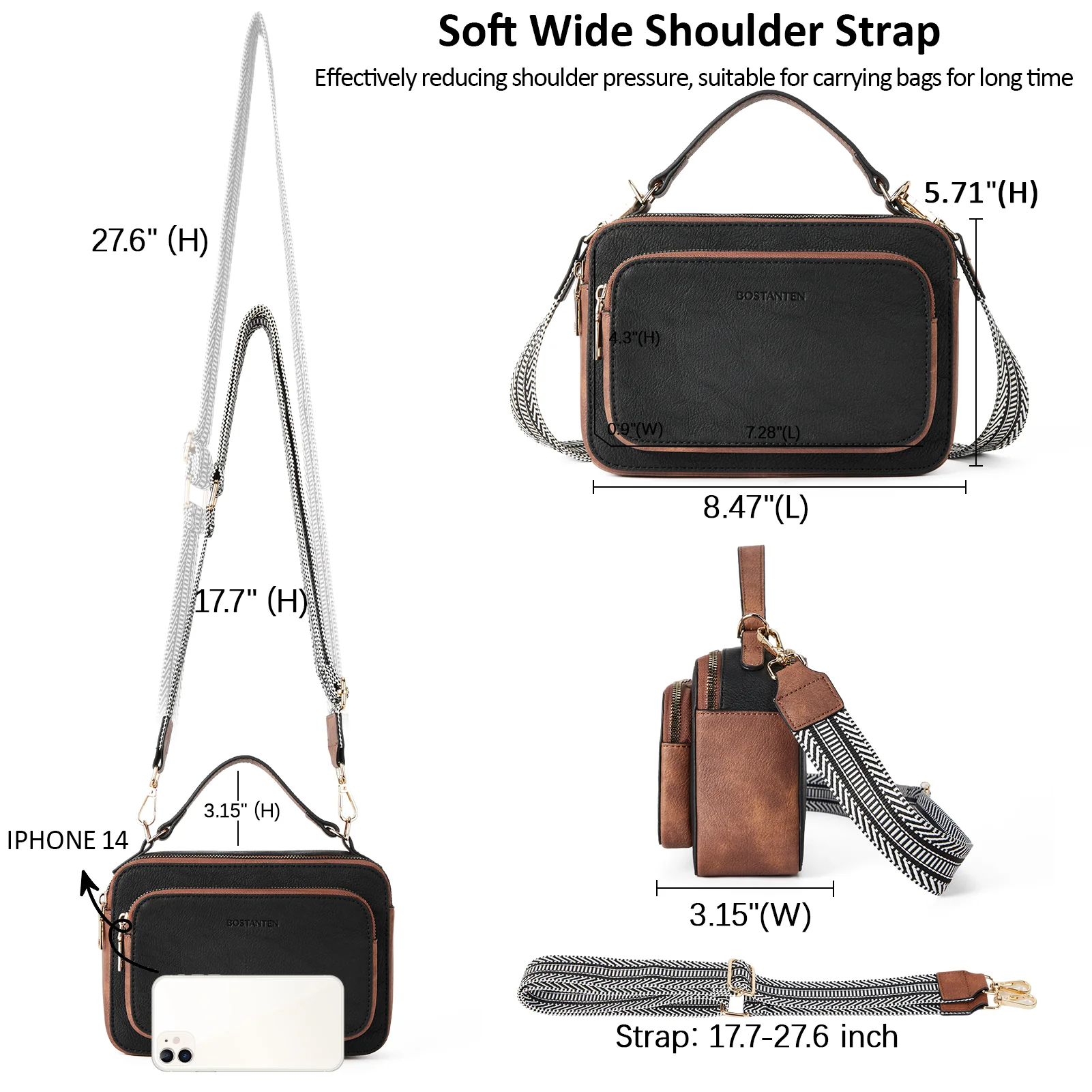 Crossbody Bags for Women Vegan Leather Purse Shoulder Handbags with Wide Strap - Image 11
