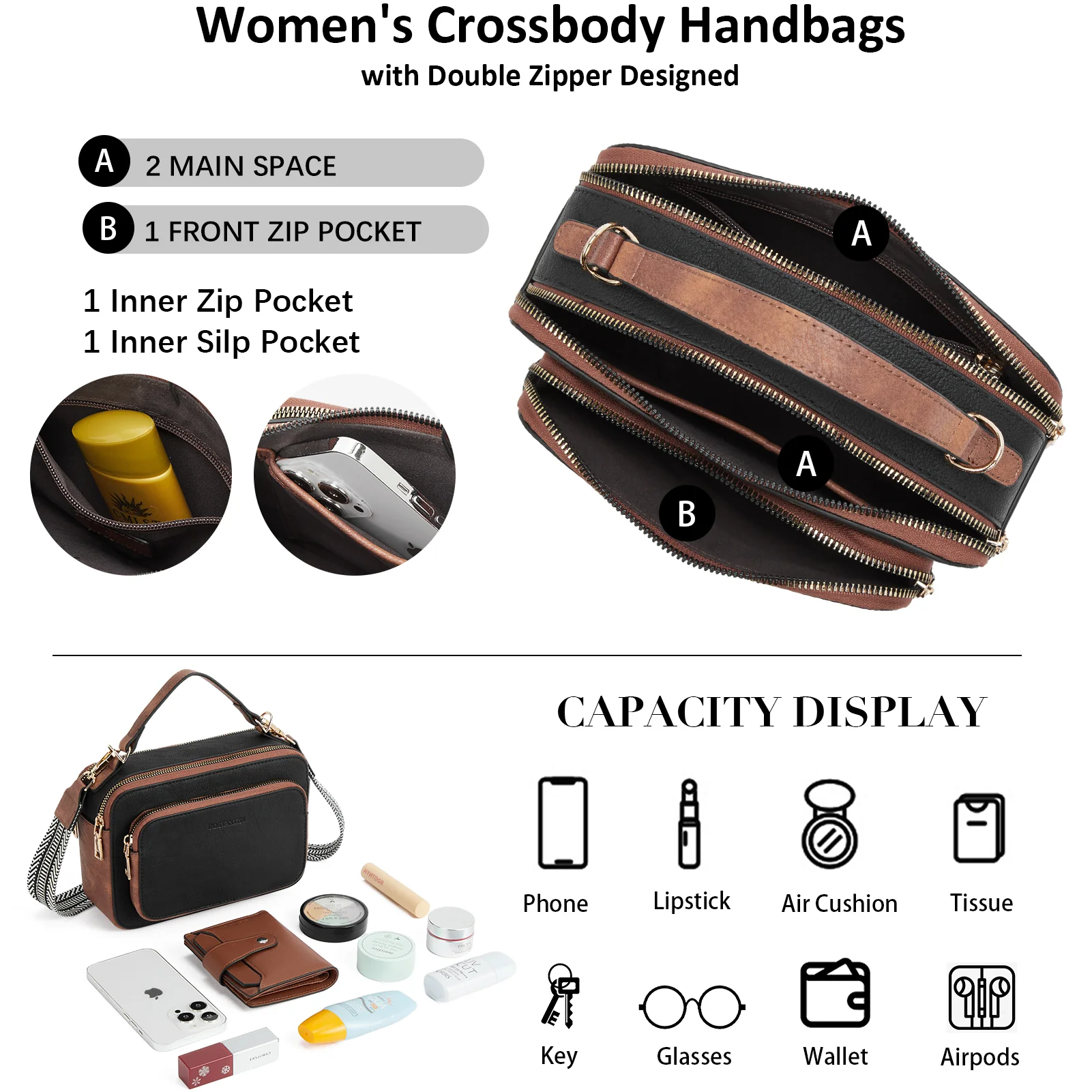 Crossbody Bags for Women Vegan Leather Purse Shoulder Handbags with Wide Strap - Image 12