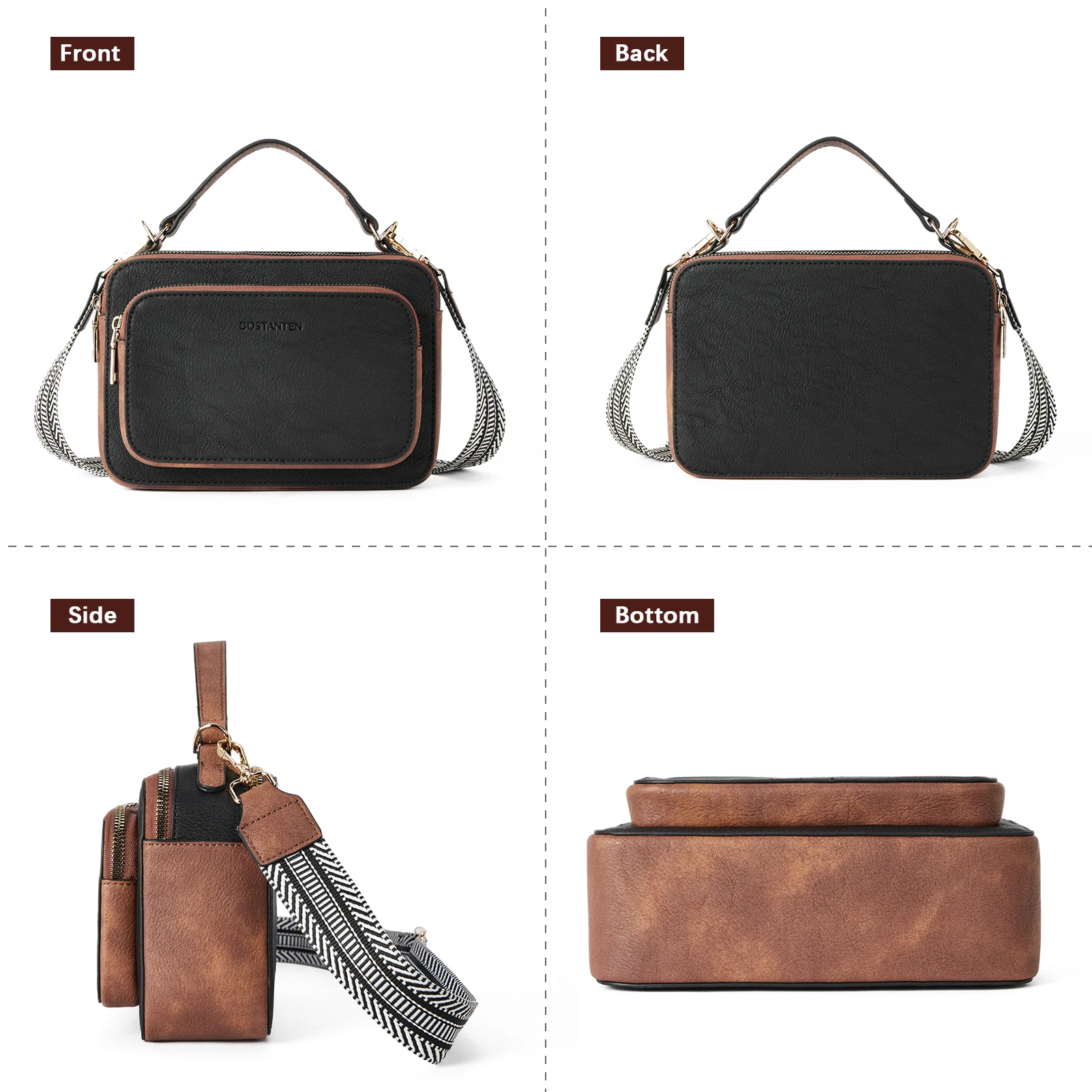 Crossbody Bags for Women Vegan Leather Purse Shoulder Handbags with Wide Strap - Image 13
