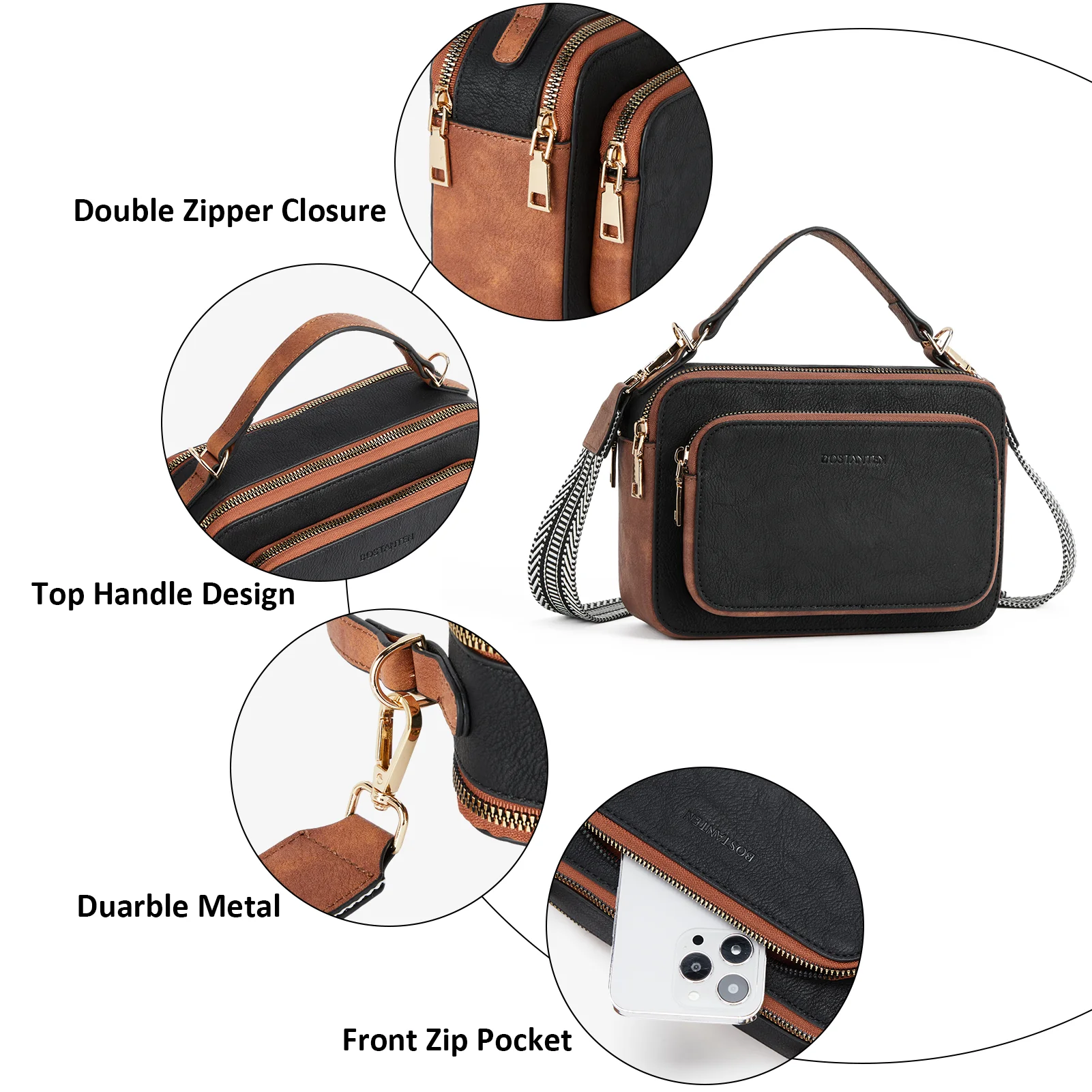 Crossbody Bags for Women Vegan Leather Purse Shoulder Handbags with Wide Strap - Image 14