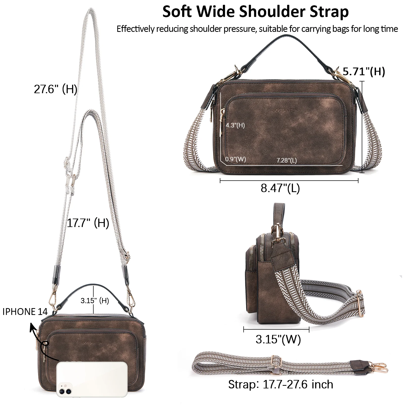 Crossbody Bags for Women Vegan Leather Purse Shoulder Handbags with Wide Strap - Image 18