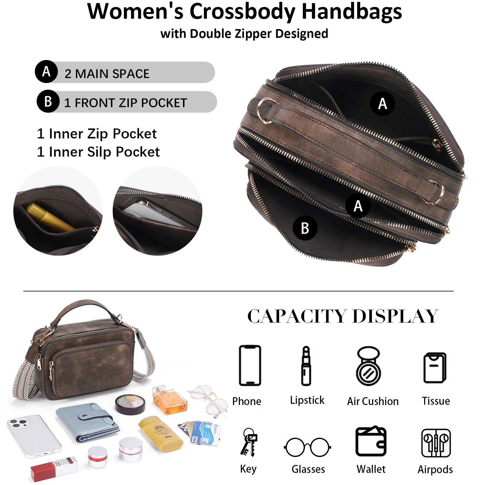Crossbody Bags for Women Vegan Leather Purse Shoulder Handbags with Wide Strap - Image 19