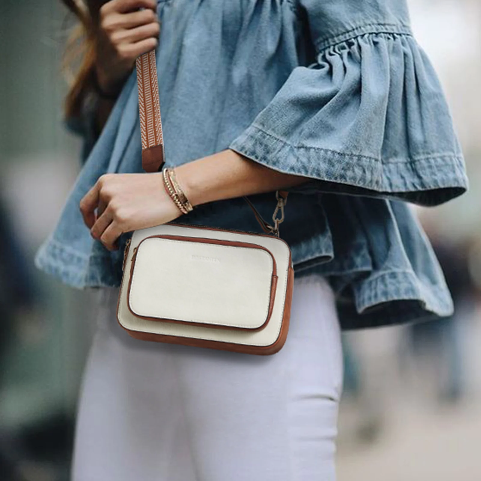 Crossbody Bags for Women Vegan Leather Purse Shoulder Handbags with Wide Strap - Image 2