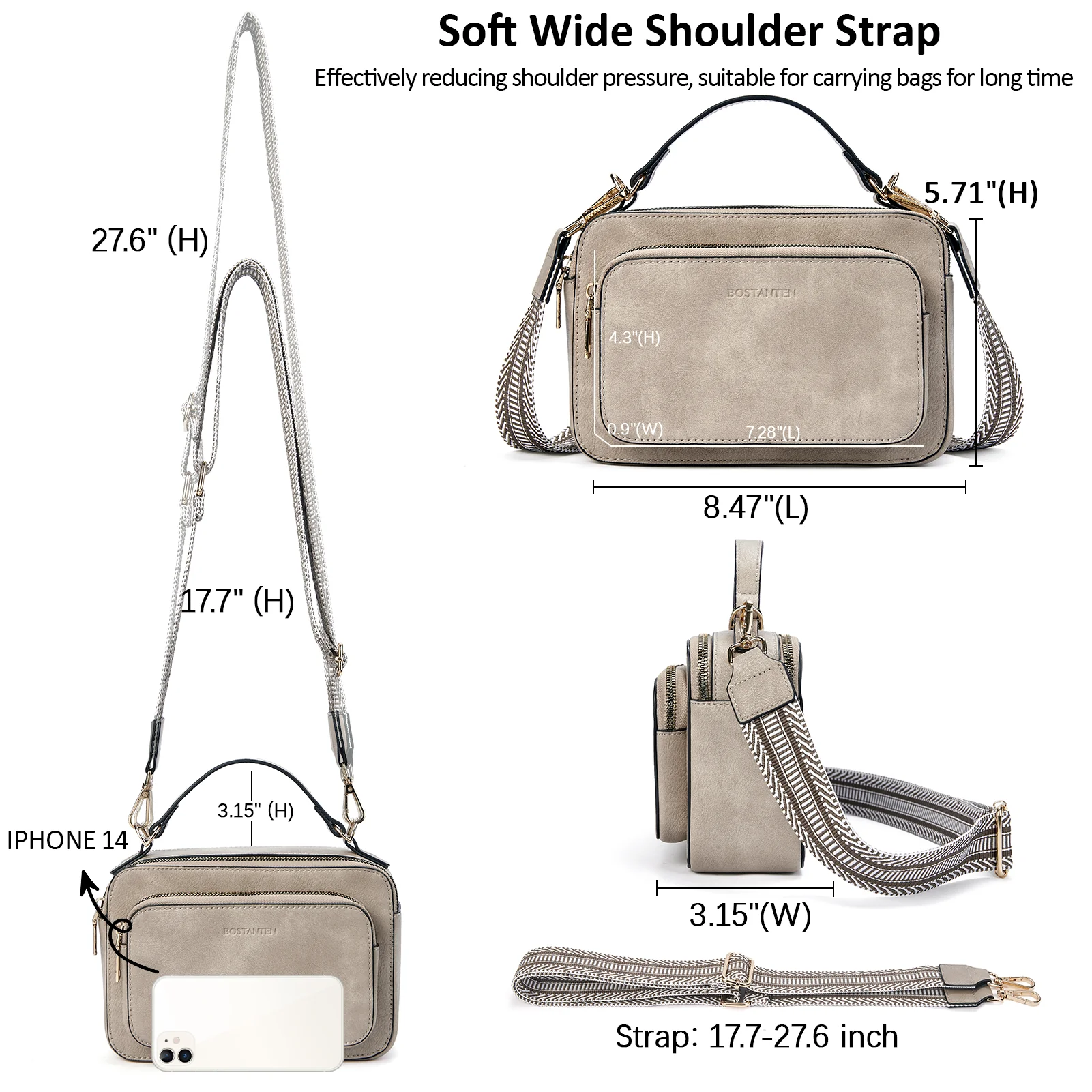 Crossbody Bags for Women Vegan Leather Purse Shoulder Handbags with Wide Strap - Image 24