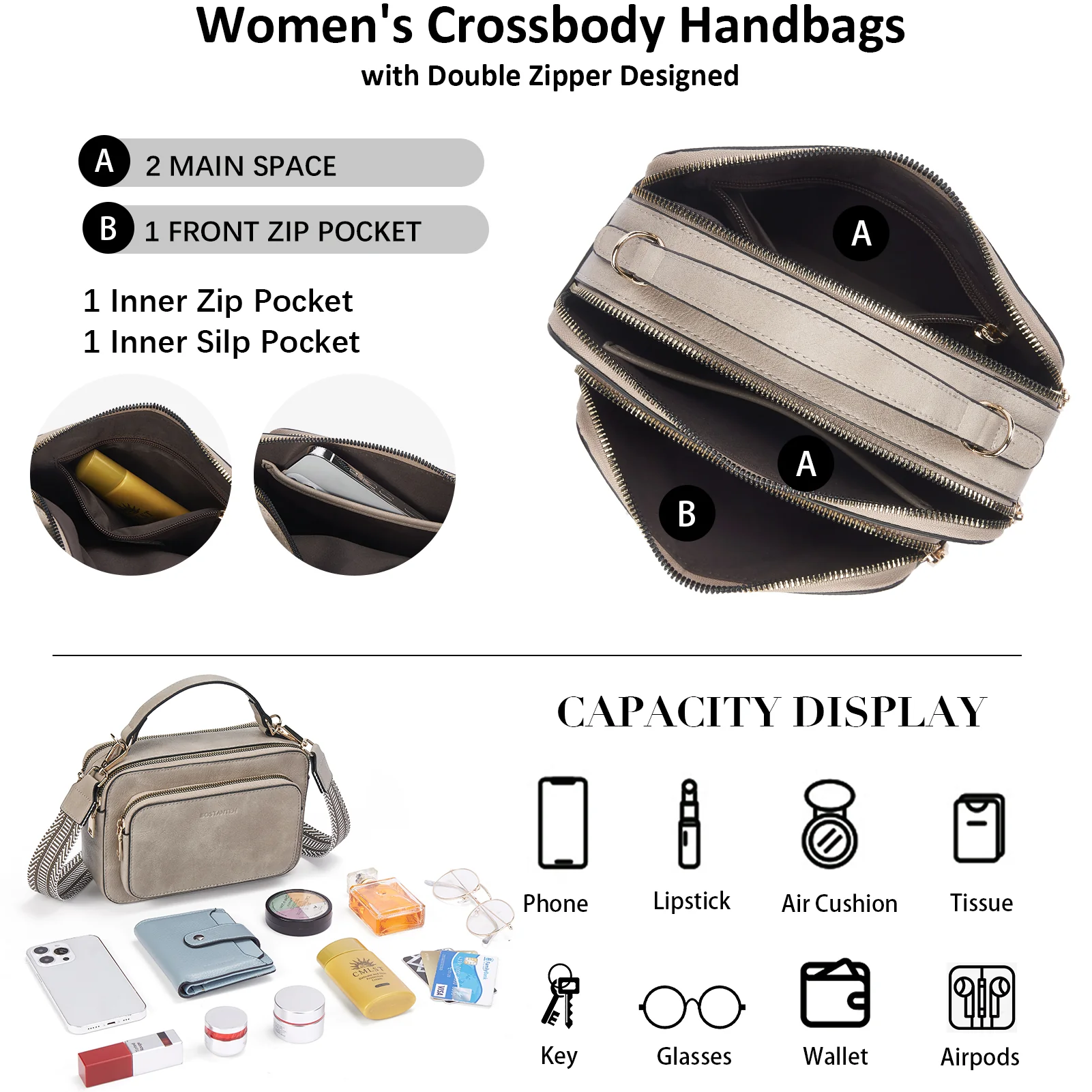 Crossbody Bags for Women Vegan Leather Purse Shoulder Handbags with Wide Strap - Image 25