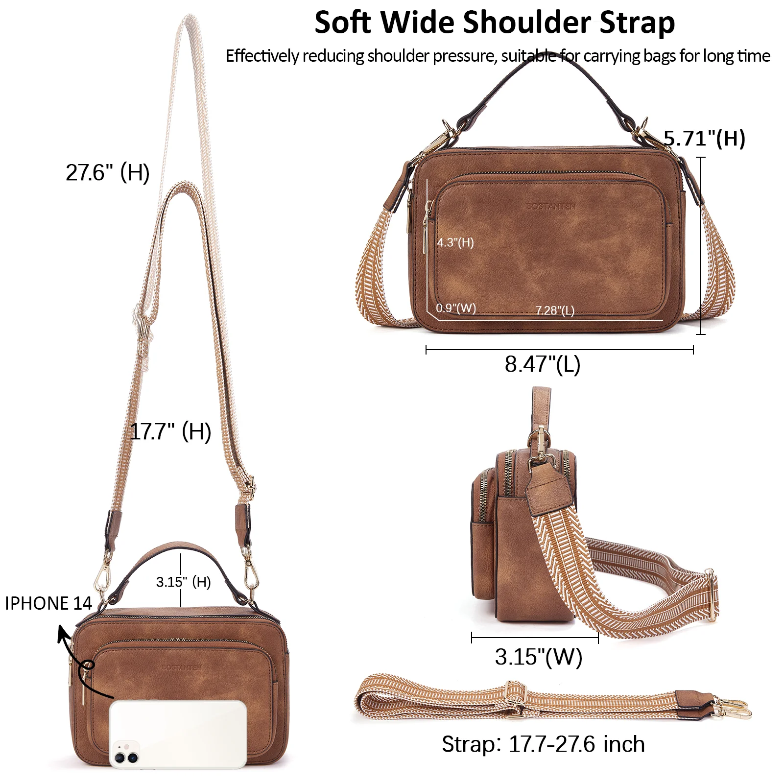 Crossbody Bags for Women Vegan Leather Purse Shoulder Handbags with Wide Strap - Image 30