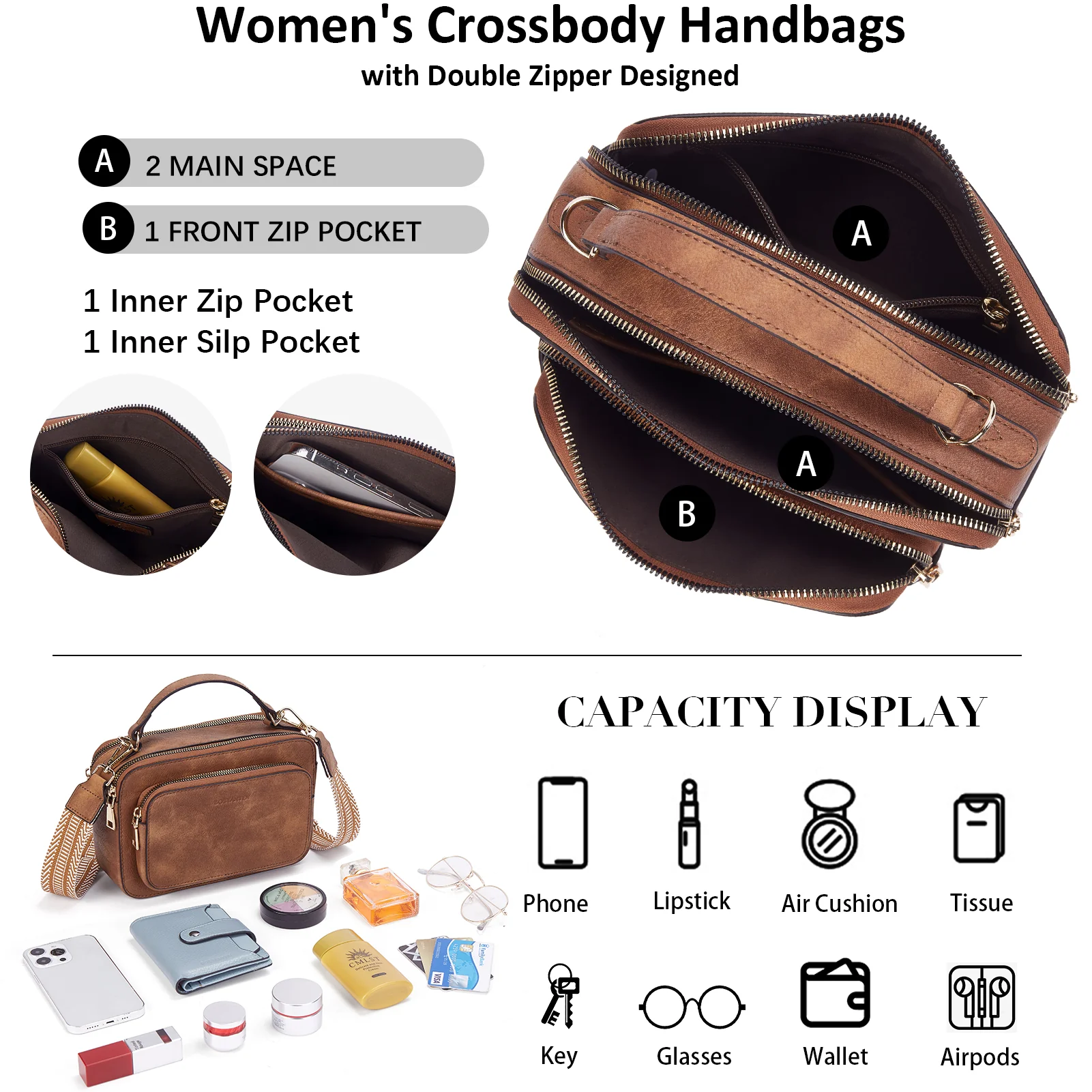 Crossbody Bags for Women Vegan Leather Purse Shoulder Handbags with Wide Strap - Image 31