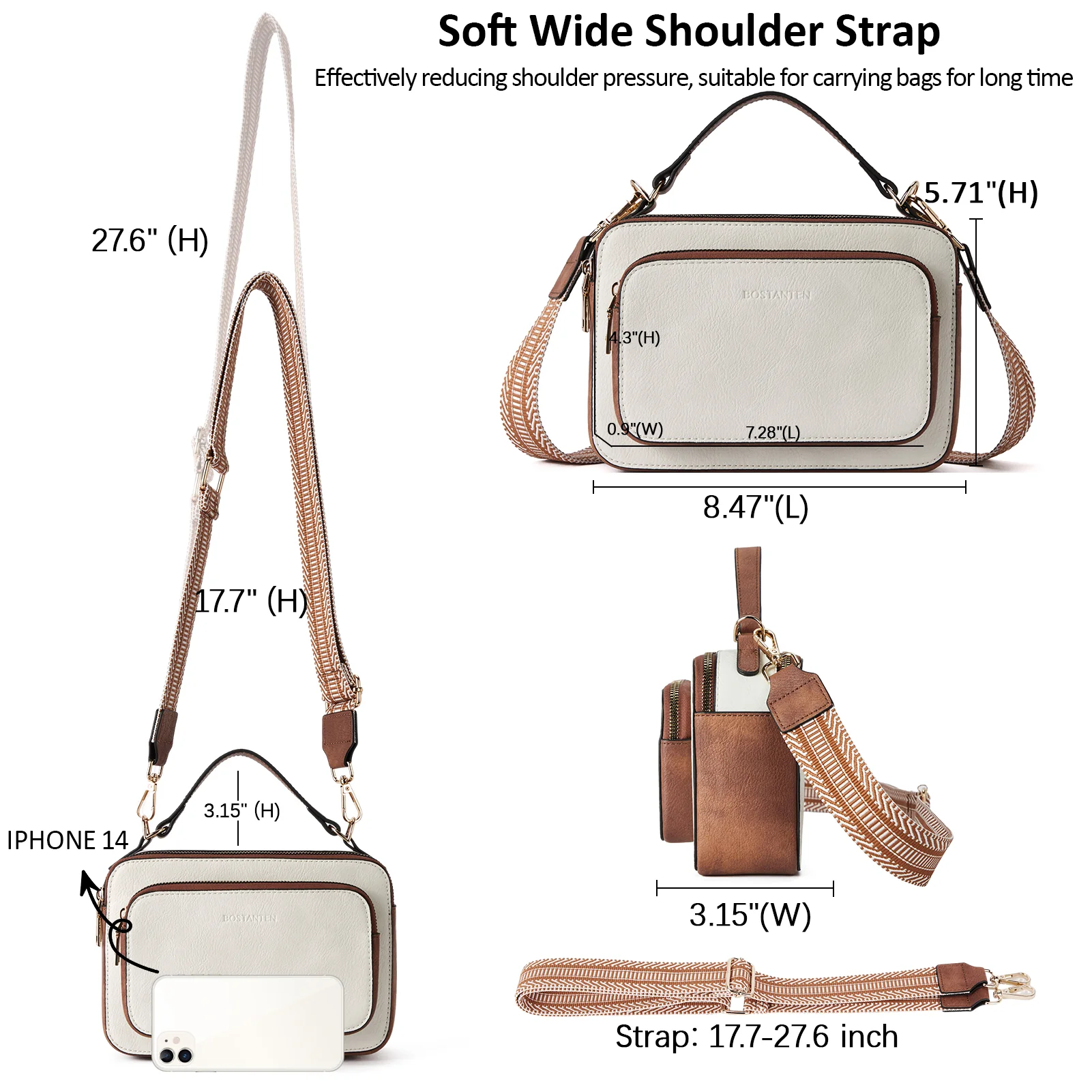 Crossbody Bags for Women Vegan Leather Purse Shoulder Handbags with Wide Strap - Image 4