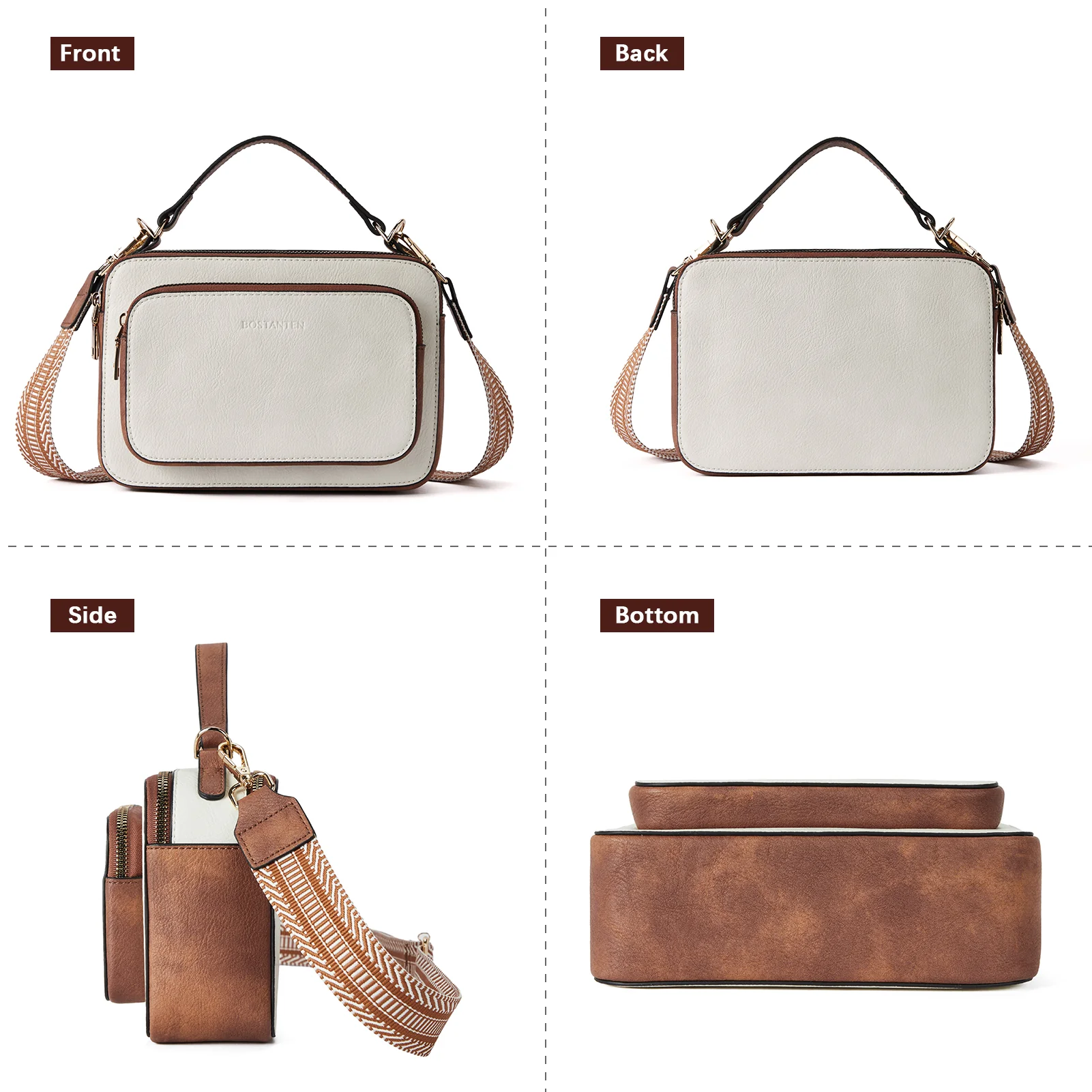 Crossbody Bags for Women Vegan Leather Purse Shoulder Handbags with Wide Strap - Image 6