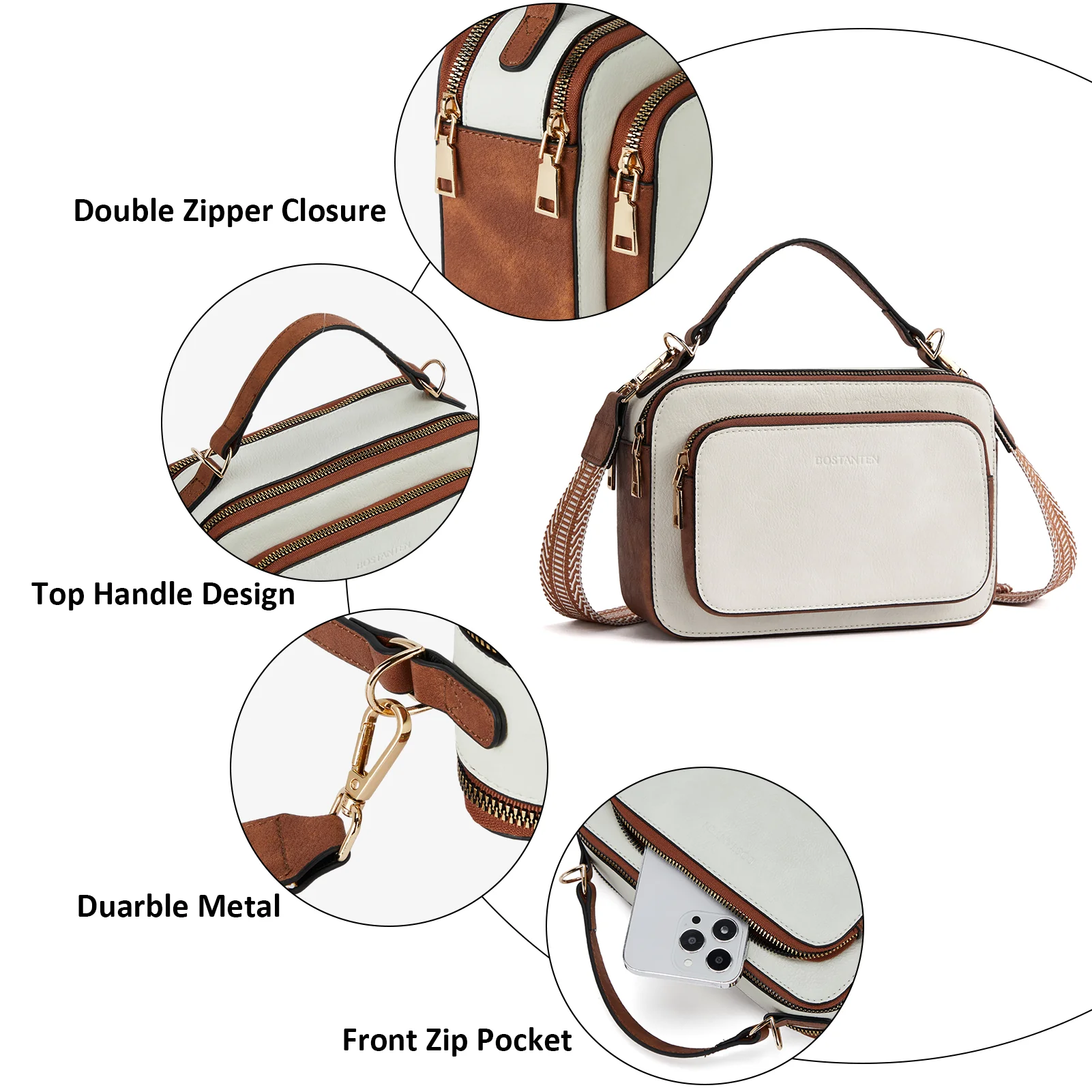 Crossbody Bags for Women Vegan Leather Purse Shoulder Handbags with Wide Strap - Image 7